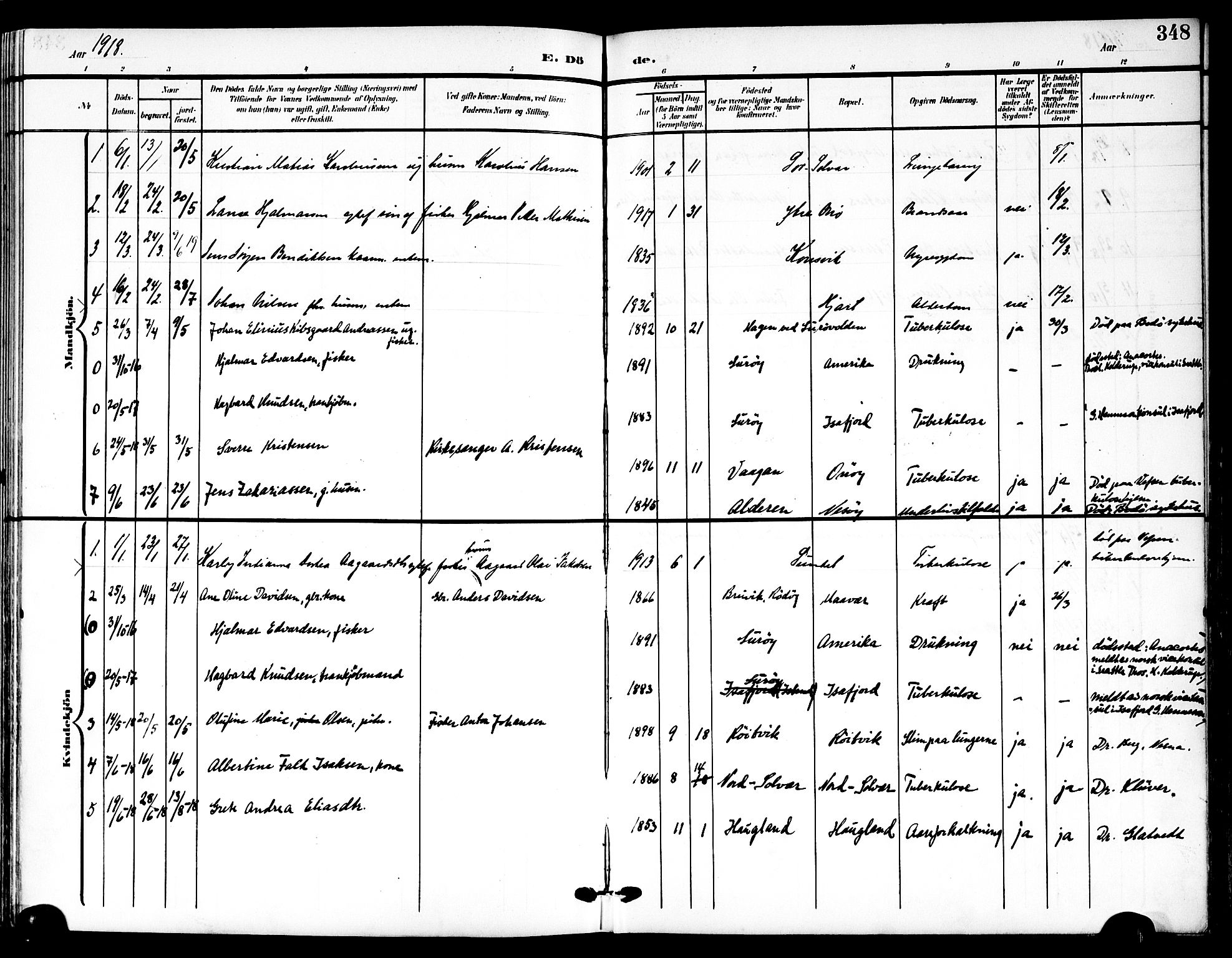 Ministerialprotokoller, klokkerbøker og fødselsregistre - Nordland, SAT/A-1459/839/L0569: Ministerialbok nr. 839A06, 1903-1922, s. 348