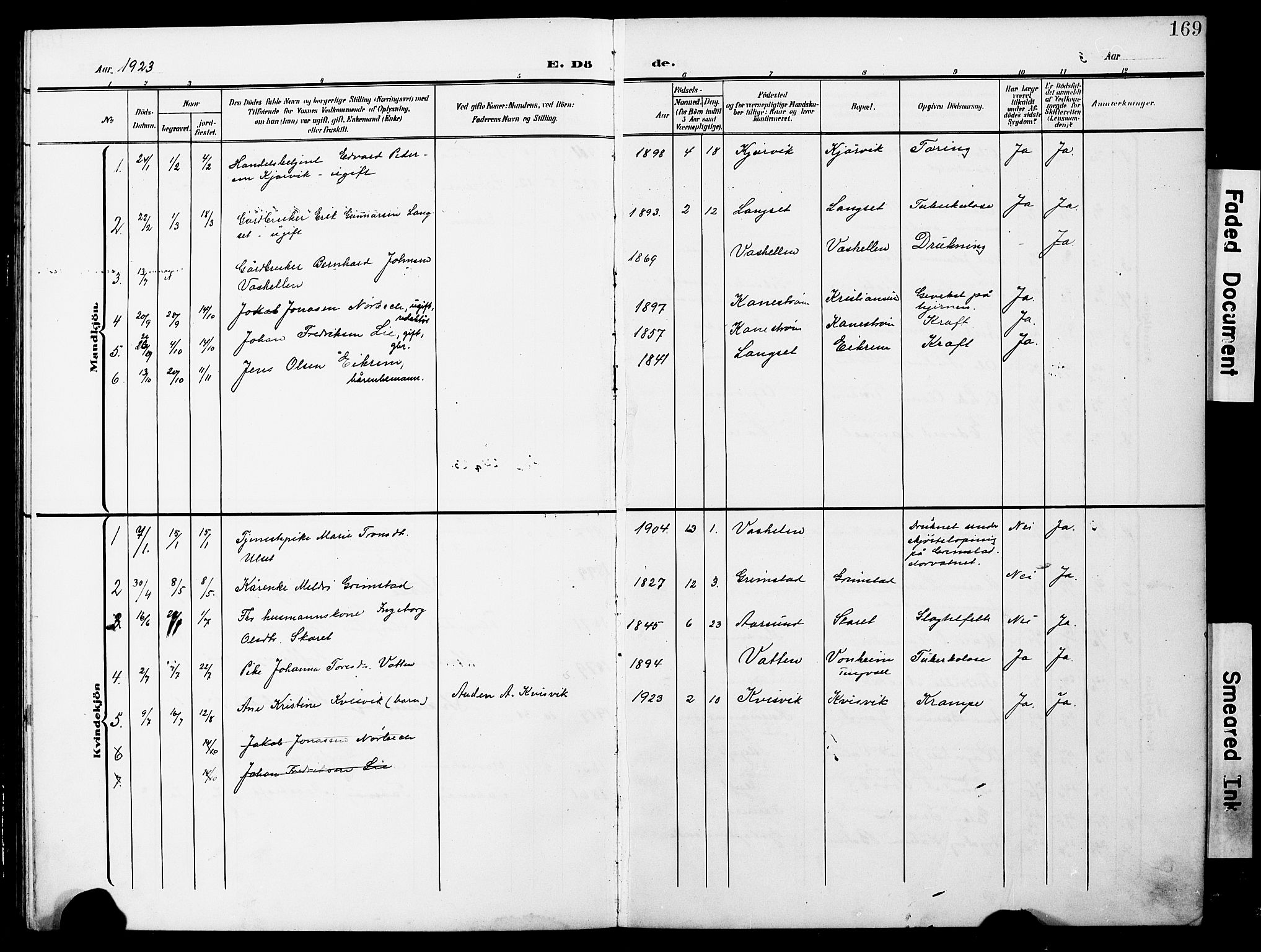 Ministerialprotokoller, klokkerbøker og fødselsregistre - Møre og Romsdal, SAT/A-1454/587/L1001: Klokkerbok nr. 587C01, 1906-1927, s. 169