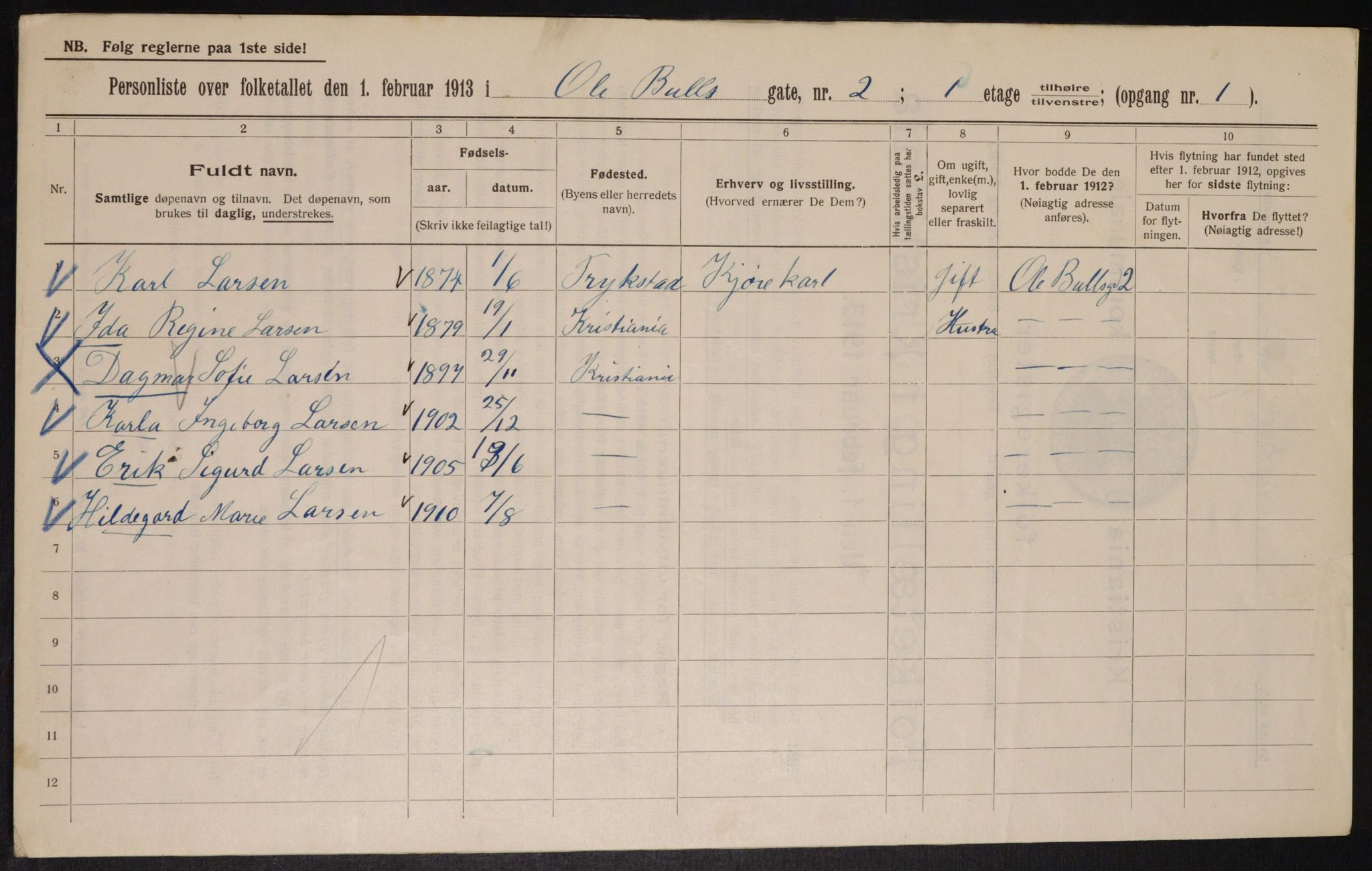 OBA, Kommunal folketelling 1.2.1913 for Kristiania, 1913, s. 75552