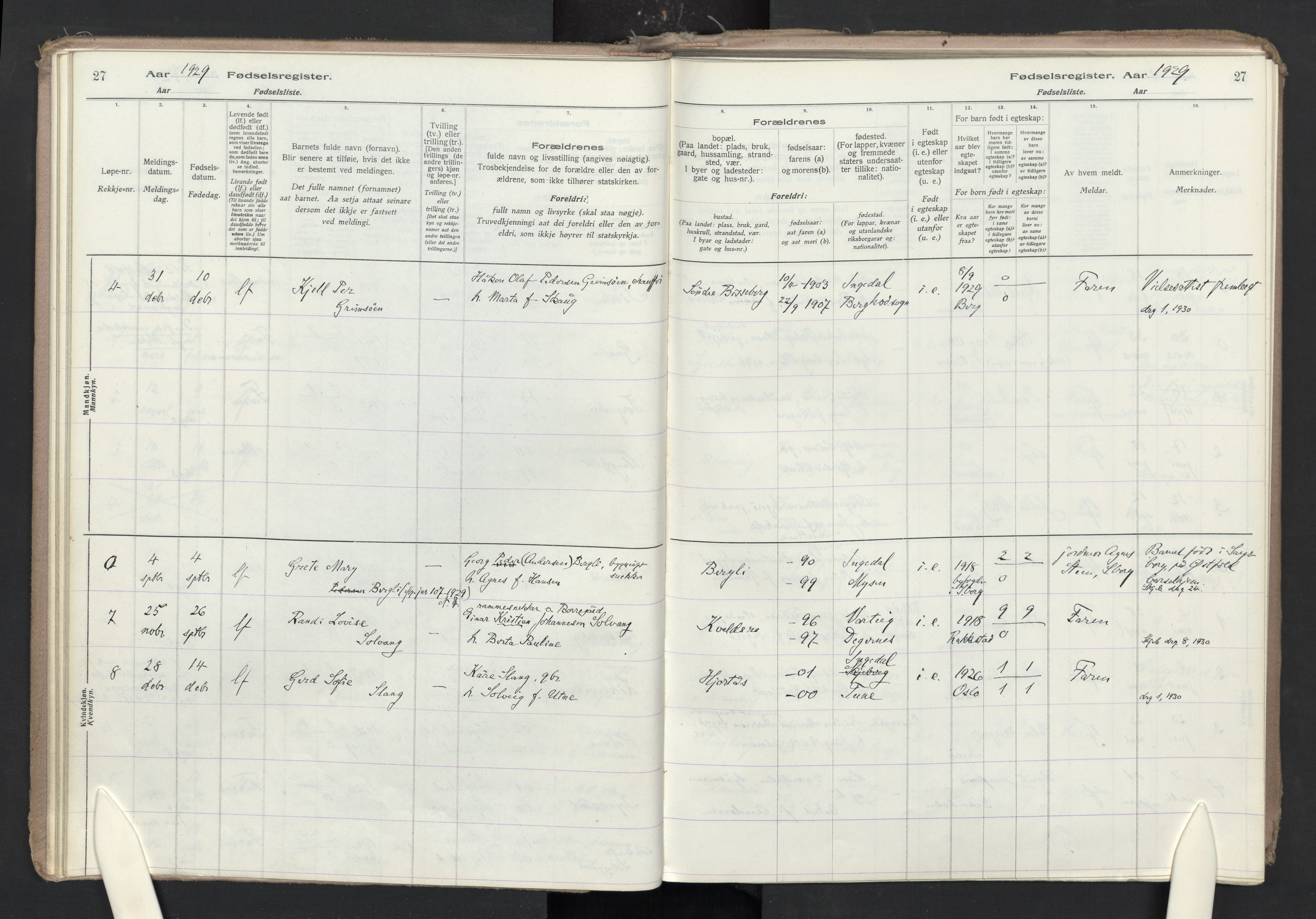 Skjeberg prestekontor Kirkebøker, AV/SAO-A-10923/J/Jc/L0001: Fødselsregister nr. III 1, 1916-1986, s. 27