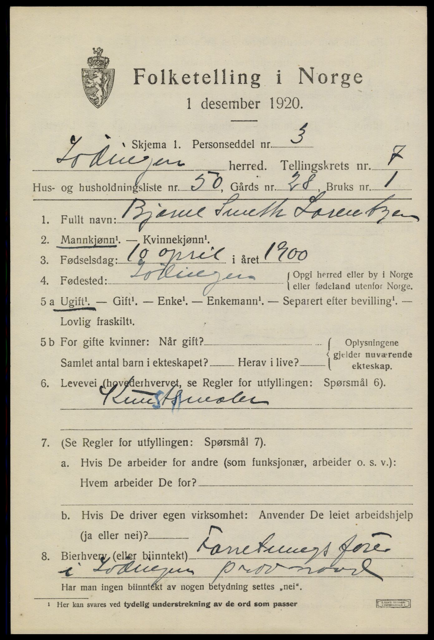 SAT, Folketelling 1920 for 1851 Lødingen herred, 1920, s. 4711