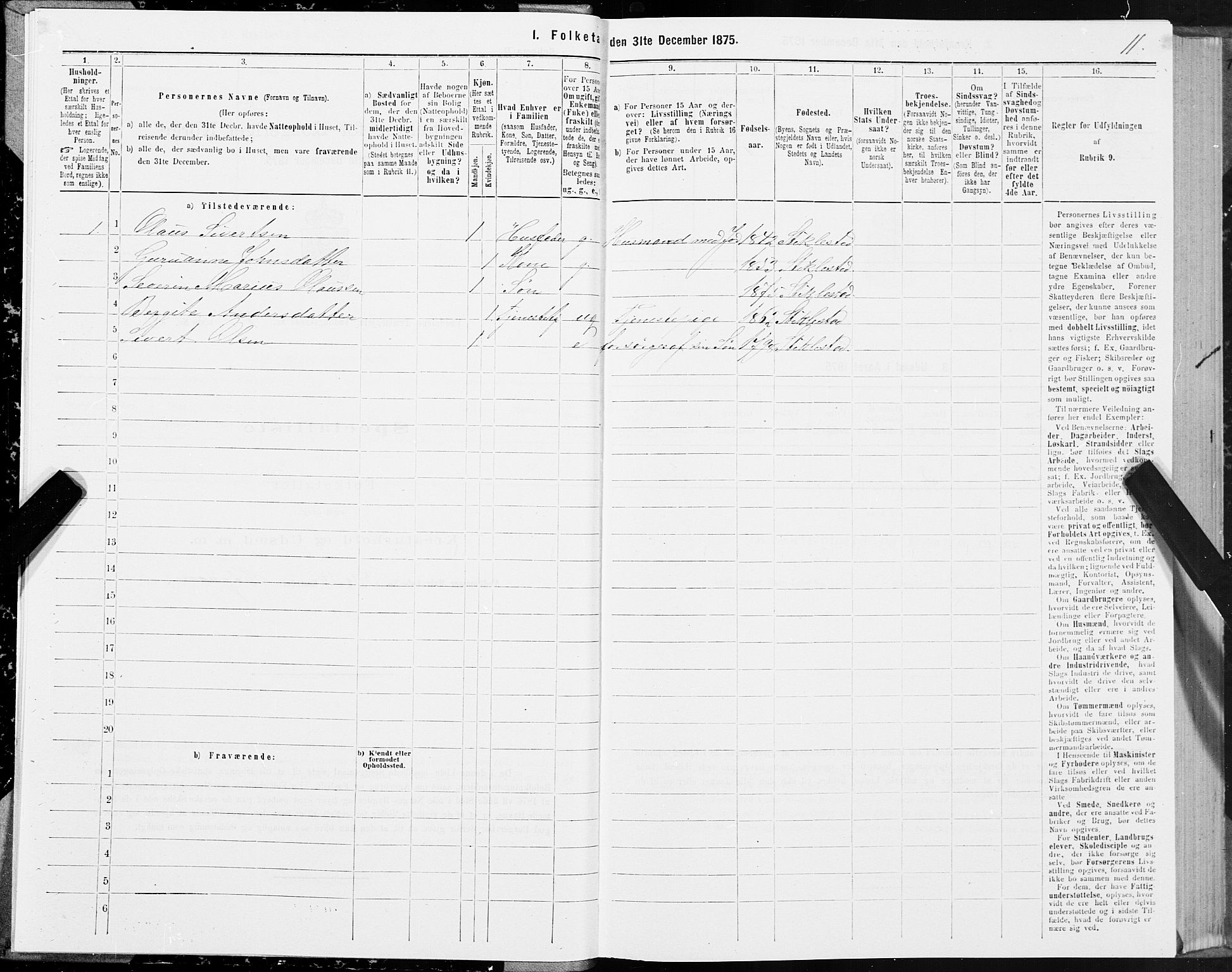 SAT, Folketelling 1875 for 1721P Verdal prestegjeld, 1875, s. 3011