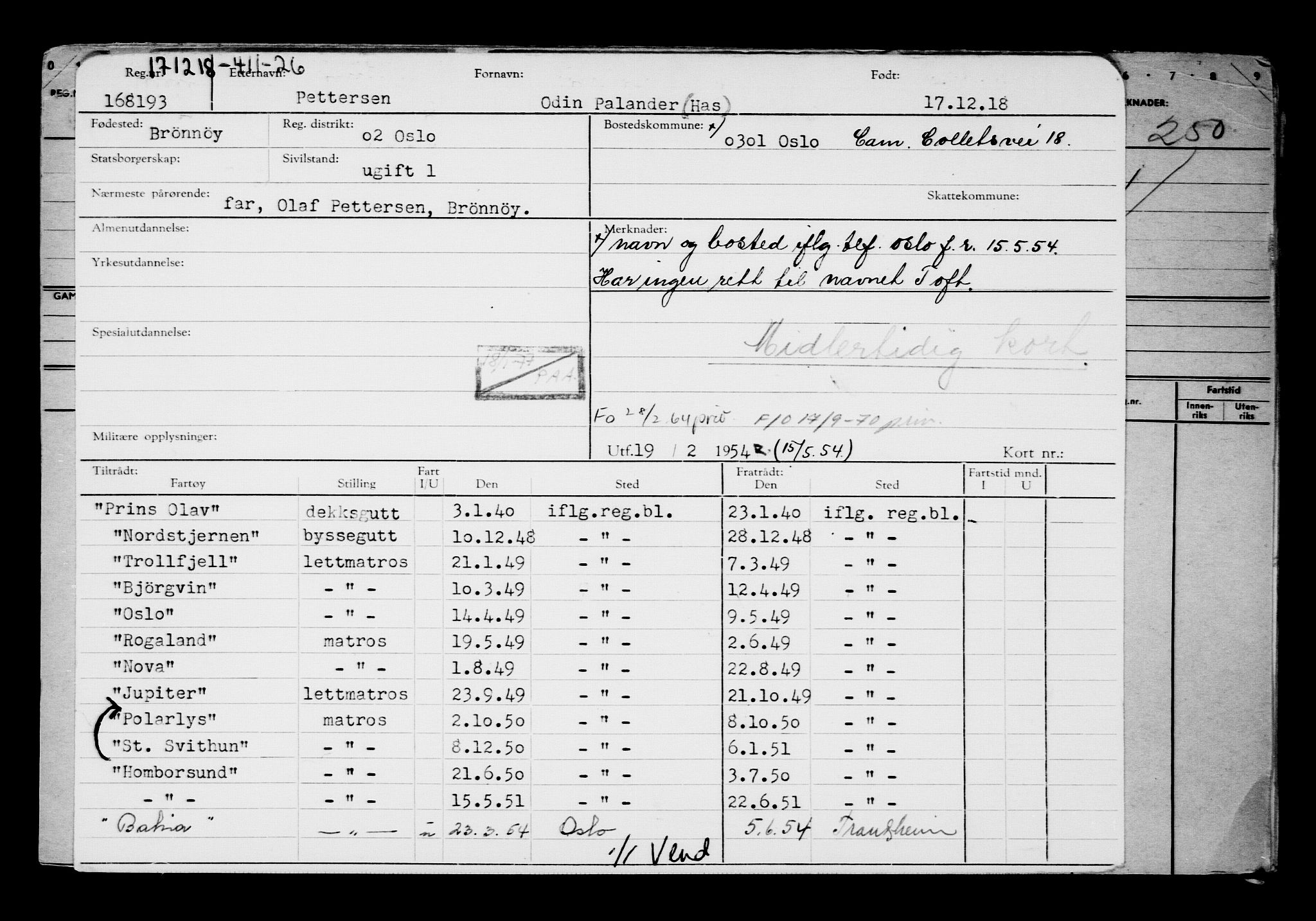 Direktoratet for sjømenn, AV/RA-S-3545/G/Gb/L0164: Hovedkort, 1918, s. 707