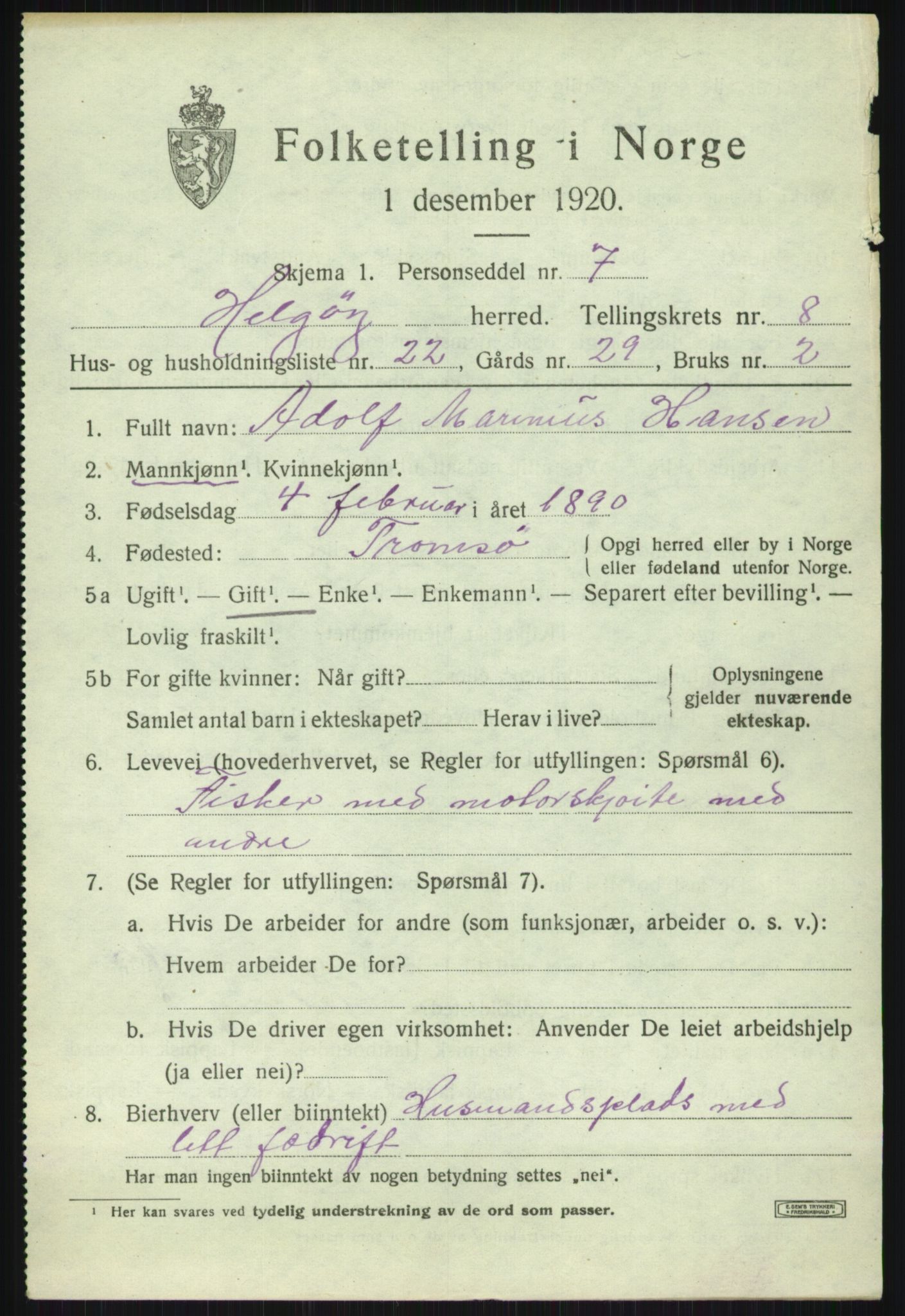 SATØ, Folketelling 1920 for 1935 Helgøy herred, 1920, s. 3178