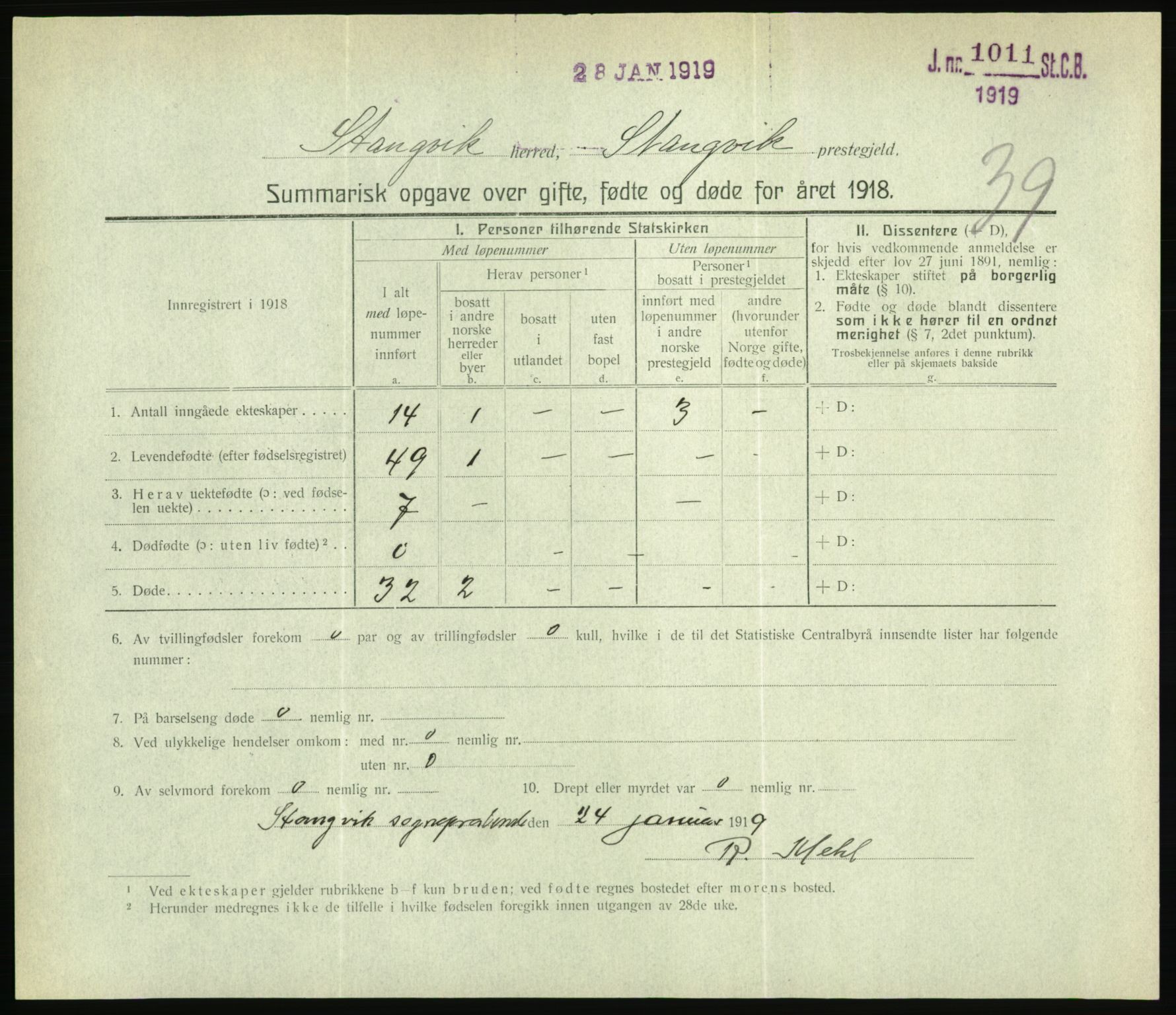 Statistisk sentralbyrå, Sosiodemografiske emner, Befolkning, RA/S-2228/D/Df/Dfb/Dfbh/L0059: Summariske oppgaver over gifte, fødte og døde for hele landet., 1918, s. 1217