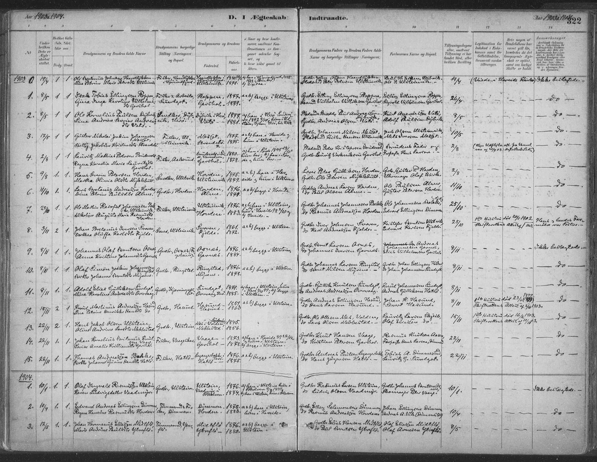 Ministerialprotokoller, klokkerbøker og fødselsregistre - Møre og Romsdal, AV/SAT-A-1454/509/L0106: Ministerialbok nr. 509A04, 1883-1922, s. 322