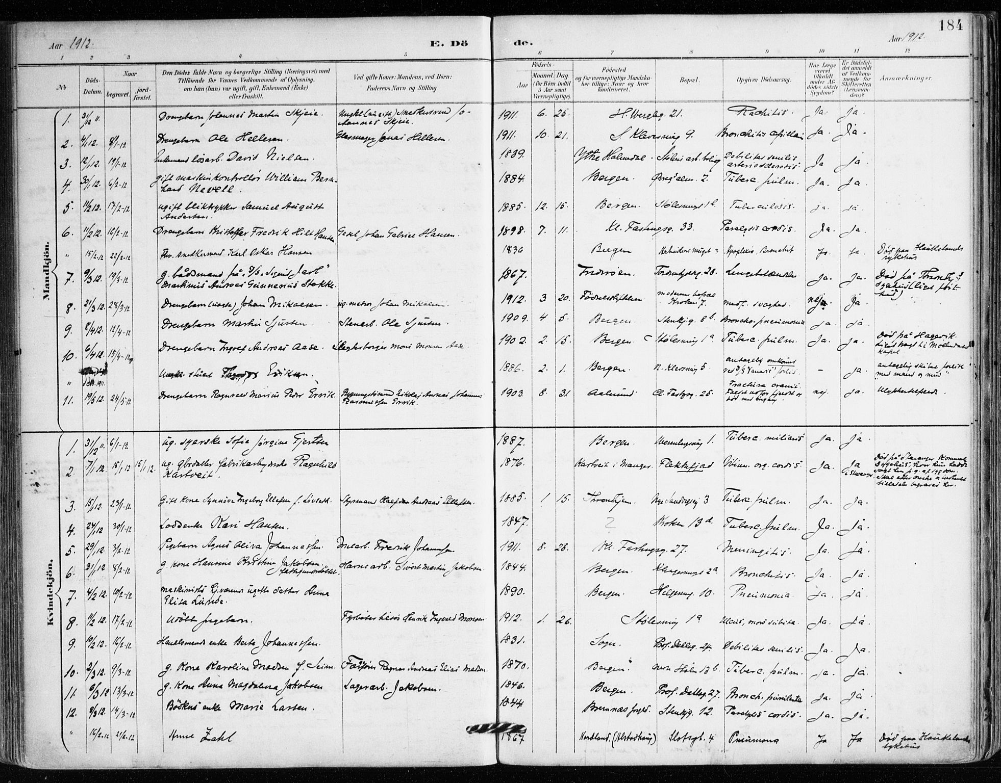 Mariakirken Sokneprestembete, SAB/A-76901/H/Haa/L0008: Ministerialbok nr. A 8, 1893-1942, s. 184