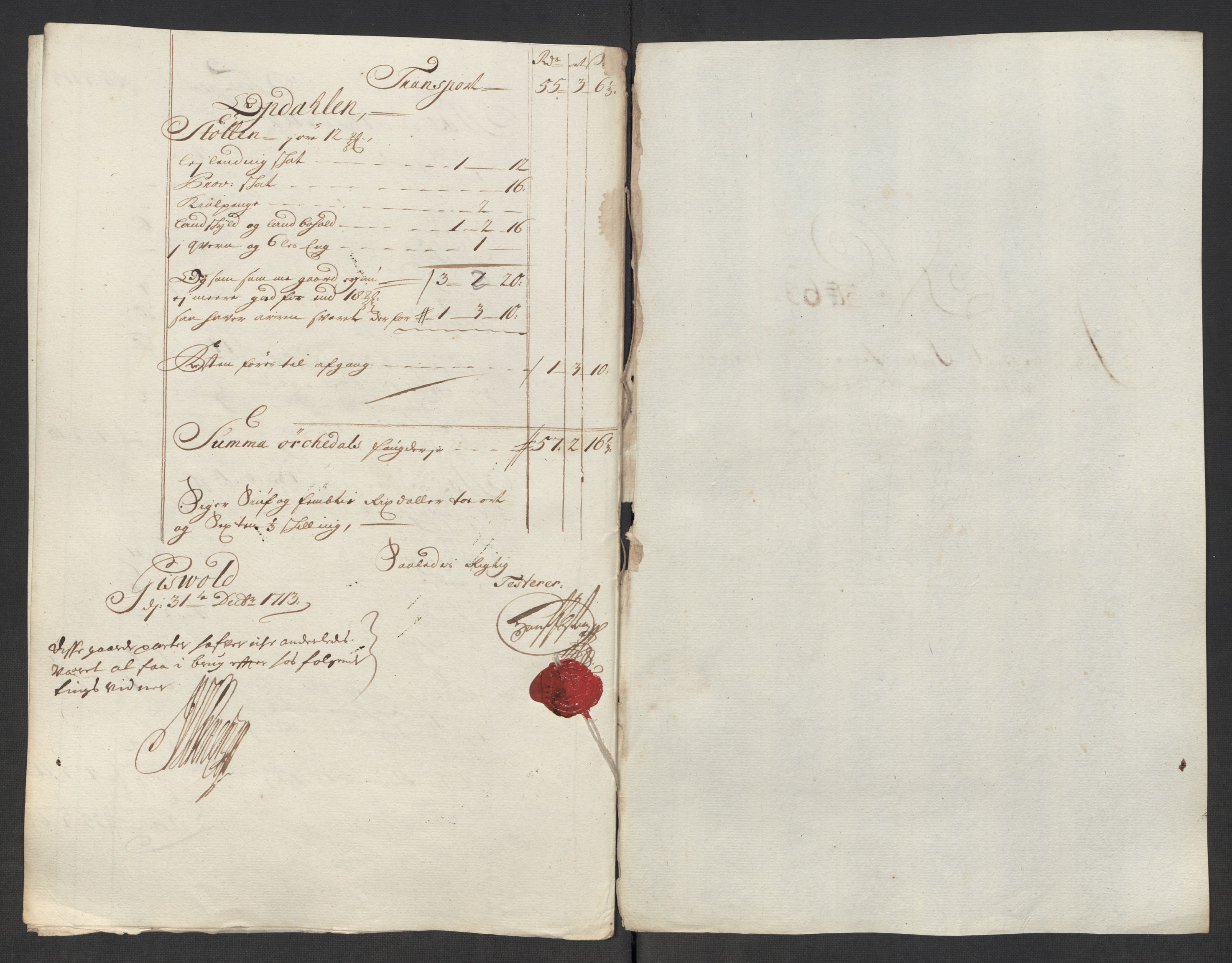 Rentekammeret inntil 1814, Reviderte regnskaper, Fogderegnskap, AV/RA-EA-4092/R60/L3964: Fogderegnskap Orkdal og Gauldal, 1713, s. 504