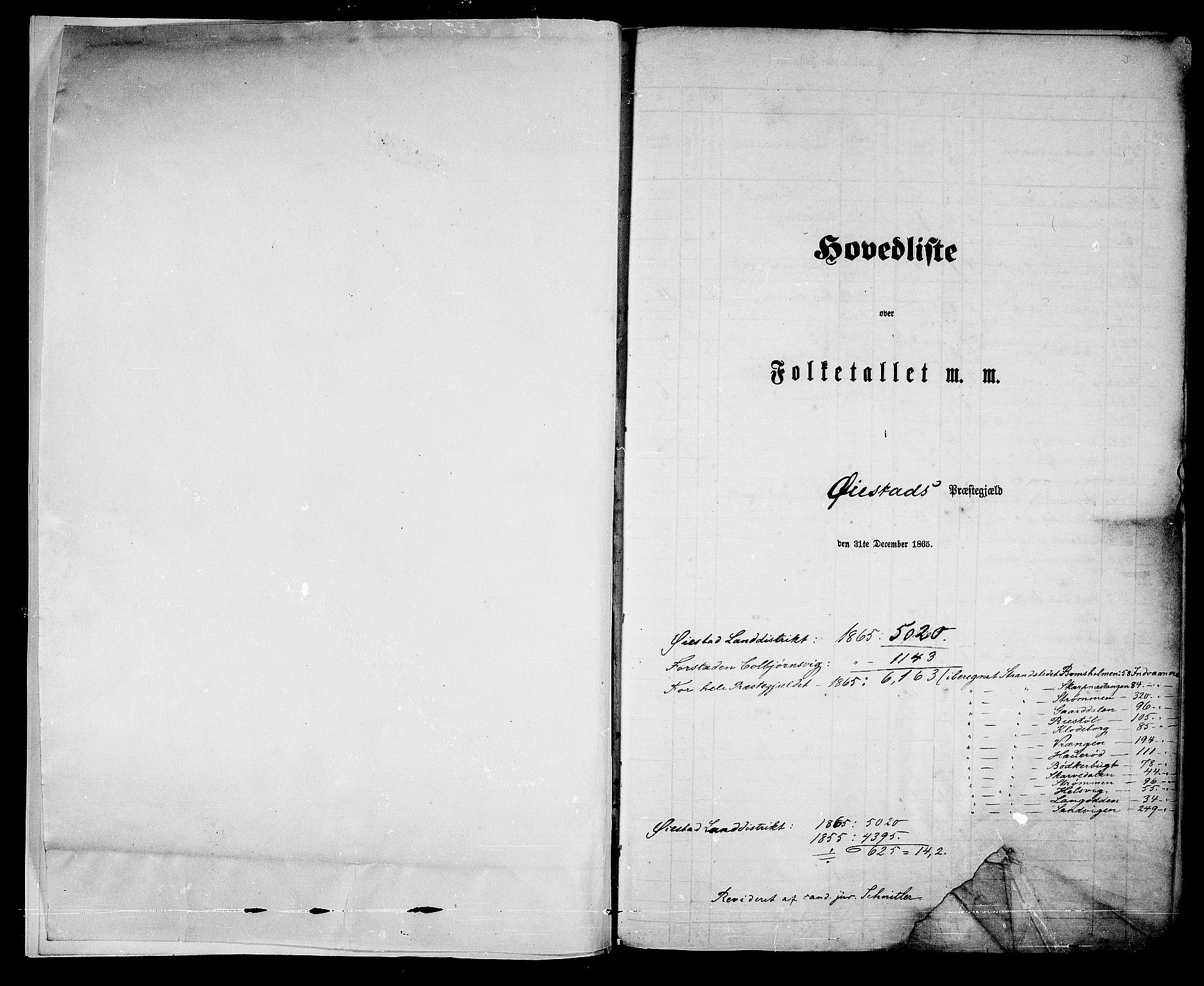 RA, Folketelling 1865 for 0920P Øyestad prestegjeld, 1865, s. 5