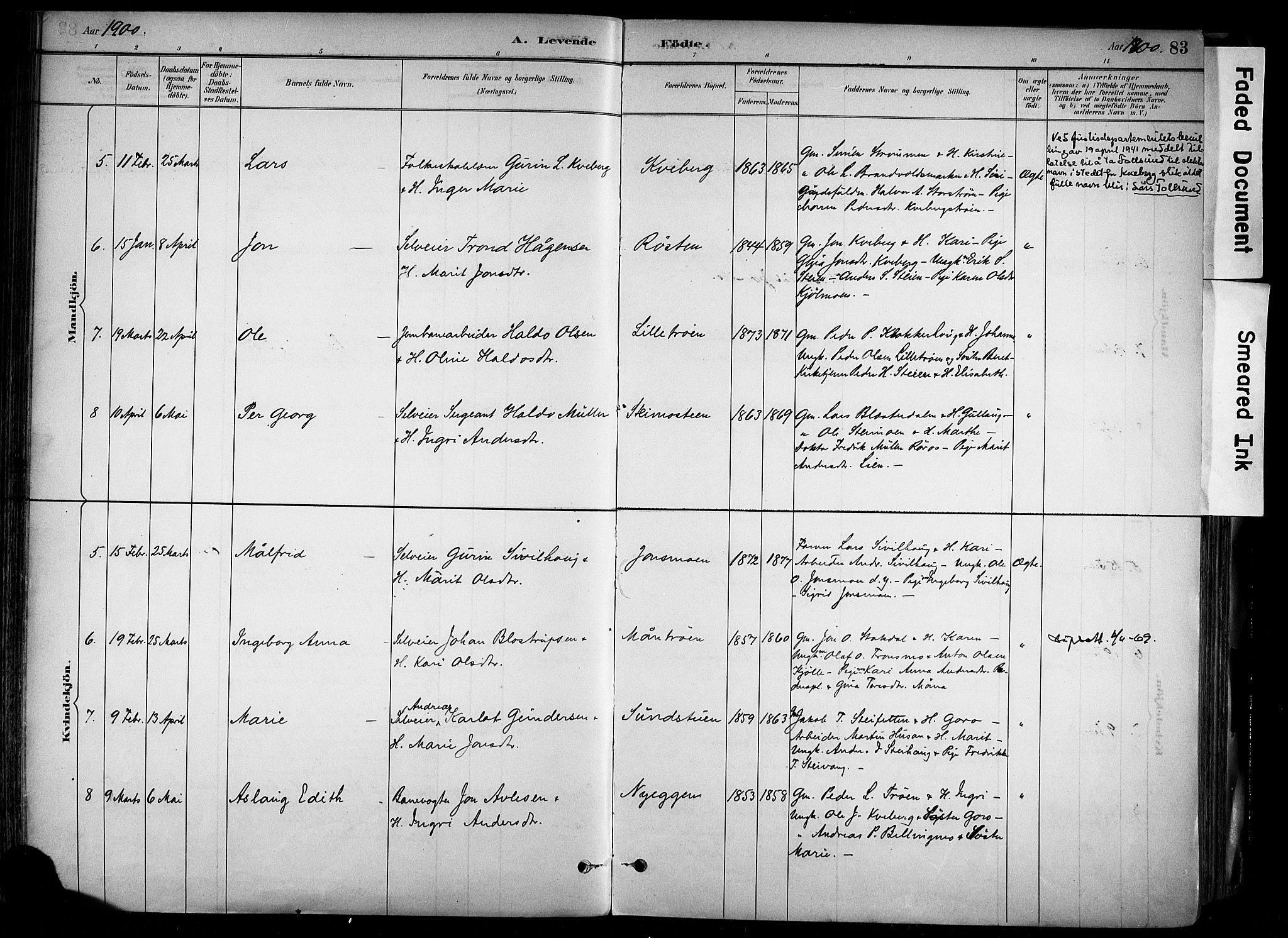 Alvdal prestekontor, AV/SAH-PREST-060/H/Ha/Haa/L0002: Ministerialbok nr. 2, 1883-1906, s. 83
