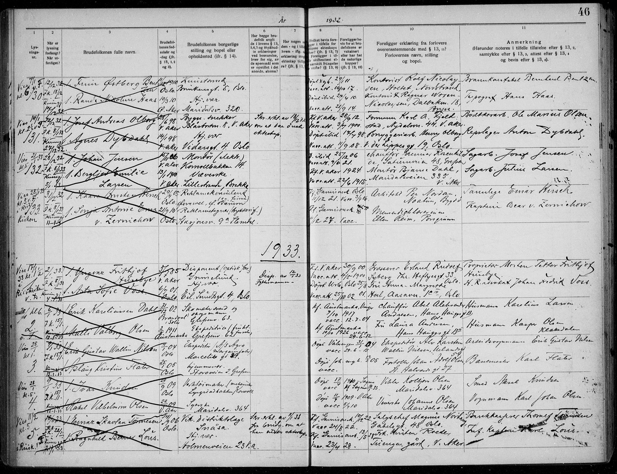 Vestre Aker prestekontor Kirkebøker, AV/SAO-A-10025/H/Ha/L0006: Lysningsprotokoll nr. 6, 1929-1940, s. 46