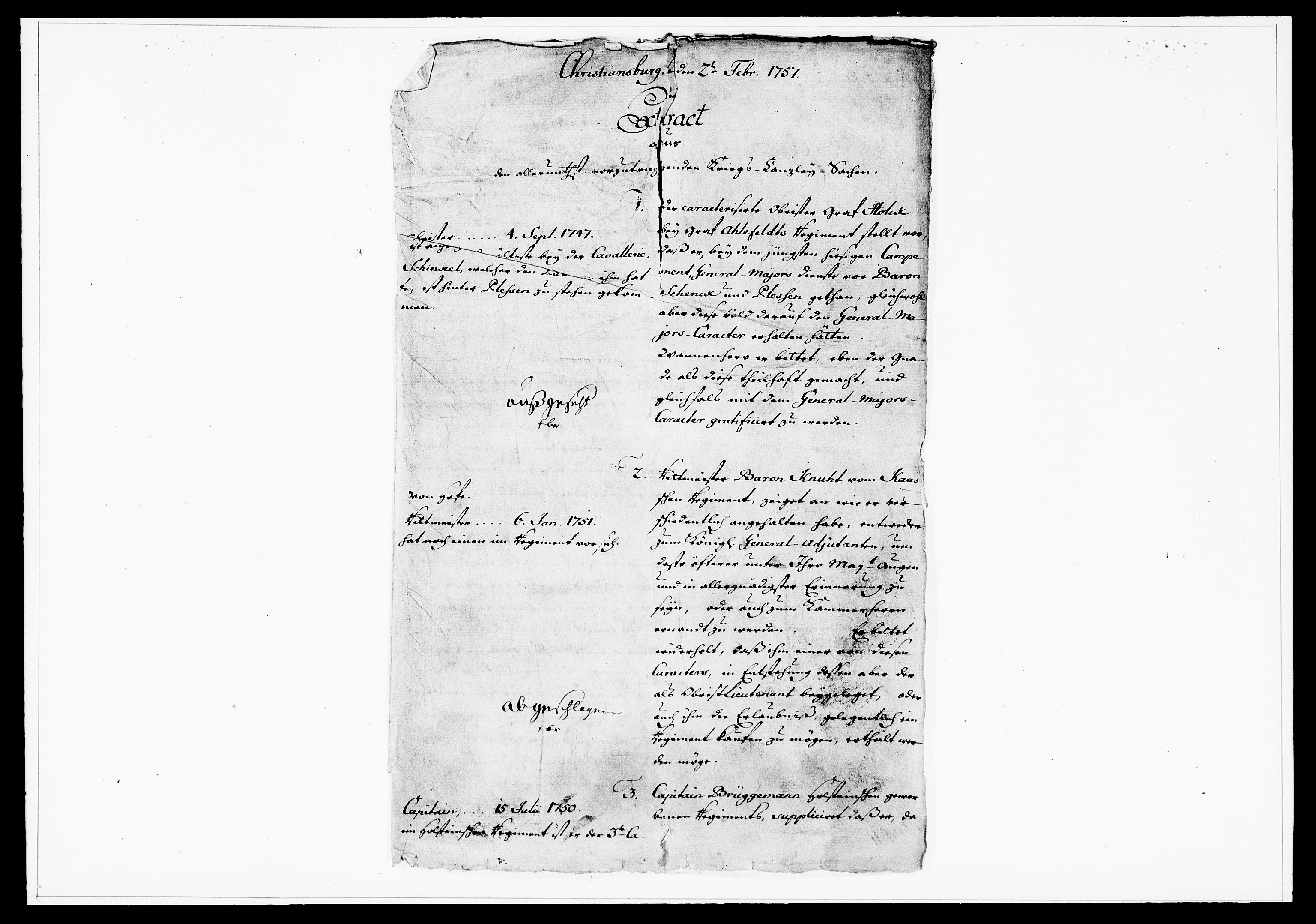 Krigskollegiet, Krigskancelliet, DRA/A-0006/-/1283-1296: Refererede sager, 1757, s. 48
