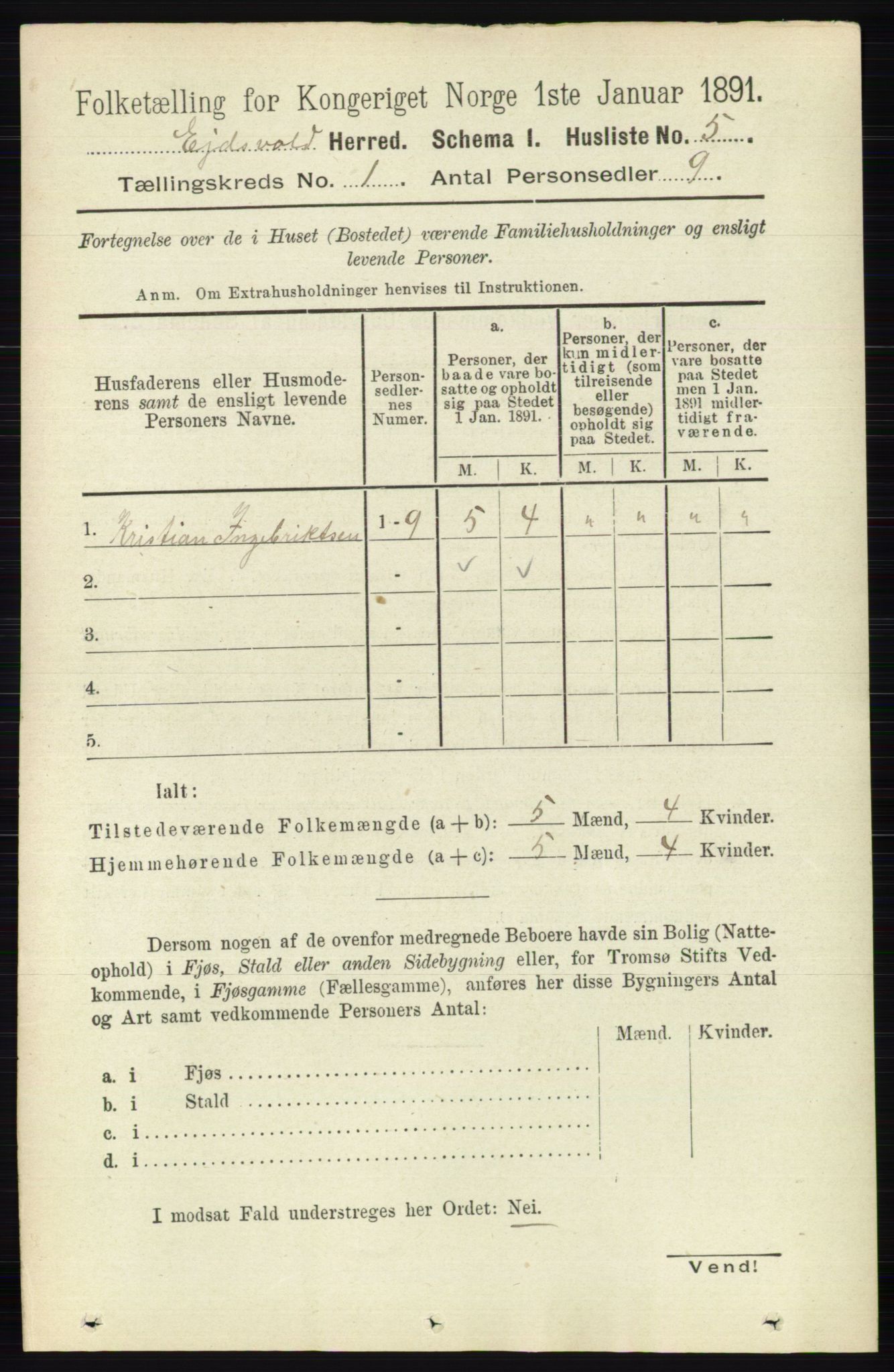 RA, Folketelling 1891 for 0237 Eidsvoll herred, 1891, s. 52
