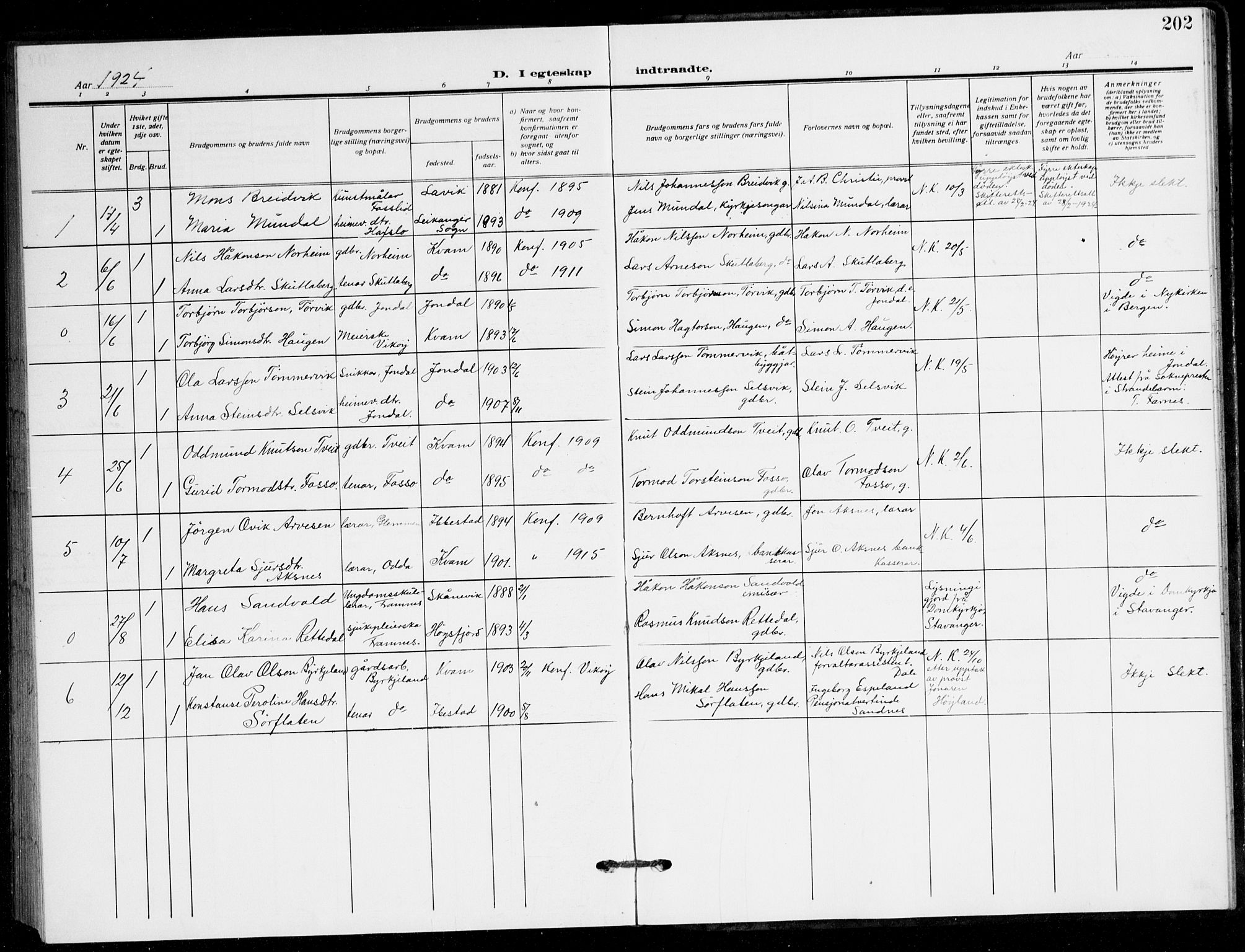 Kvam sokneprestembete, AV/SAB-A-76201/H/Hab: Klokkerbok nr. B 4, 1917-1945, s. 202