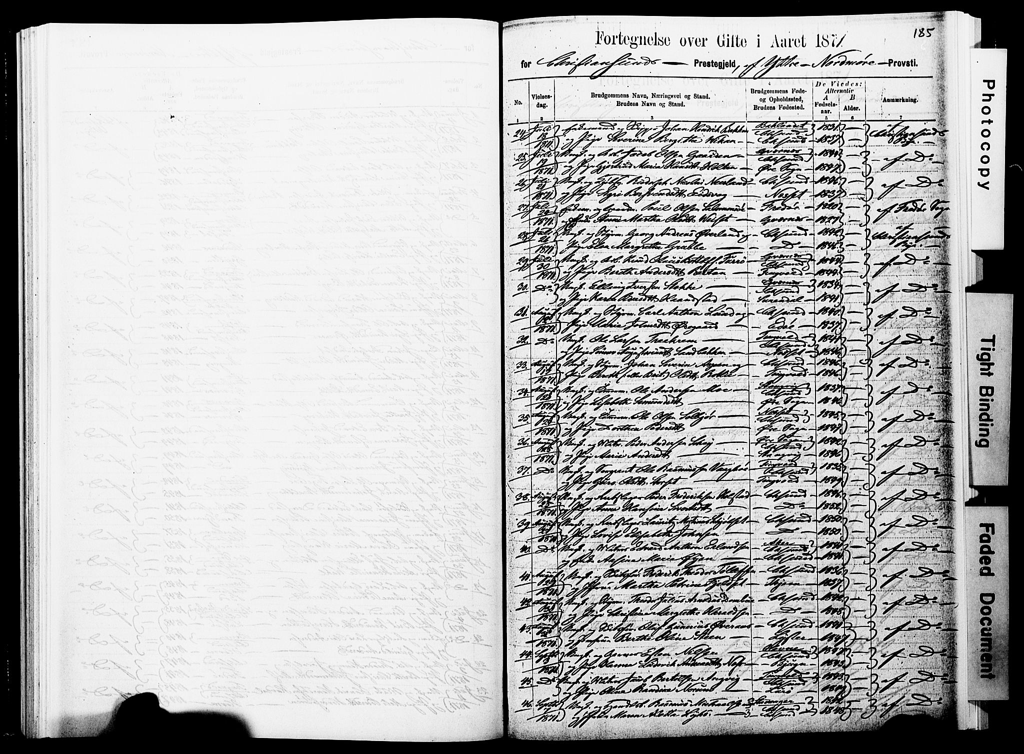 Ministerialprotokoller, klokkerbøker og fødselsregistre - Møre og Romsdal, SAT/A-1454/572/L0857: Ministerialbok nr. 572D01, 1866-1872, s. 185