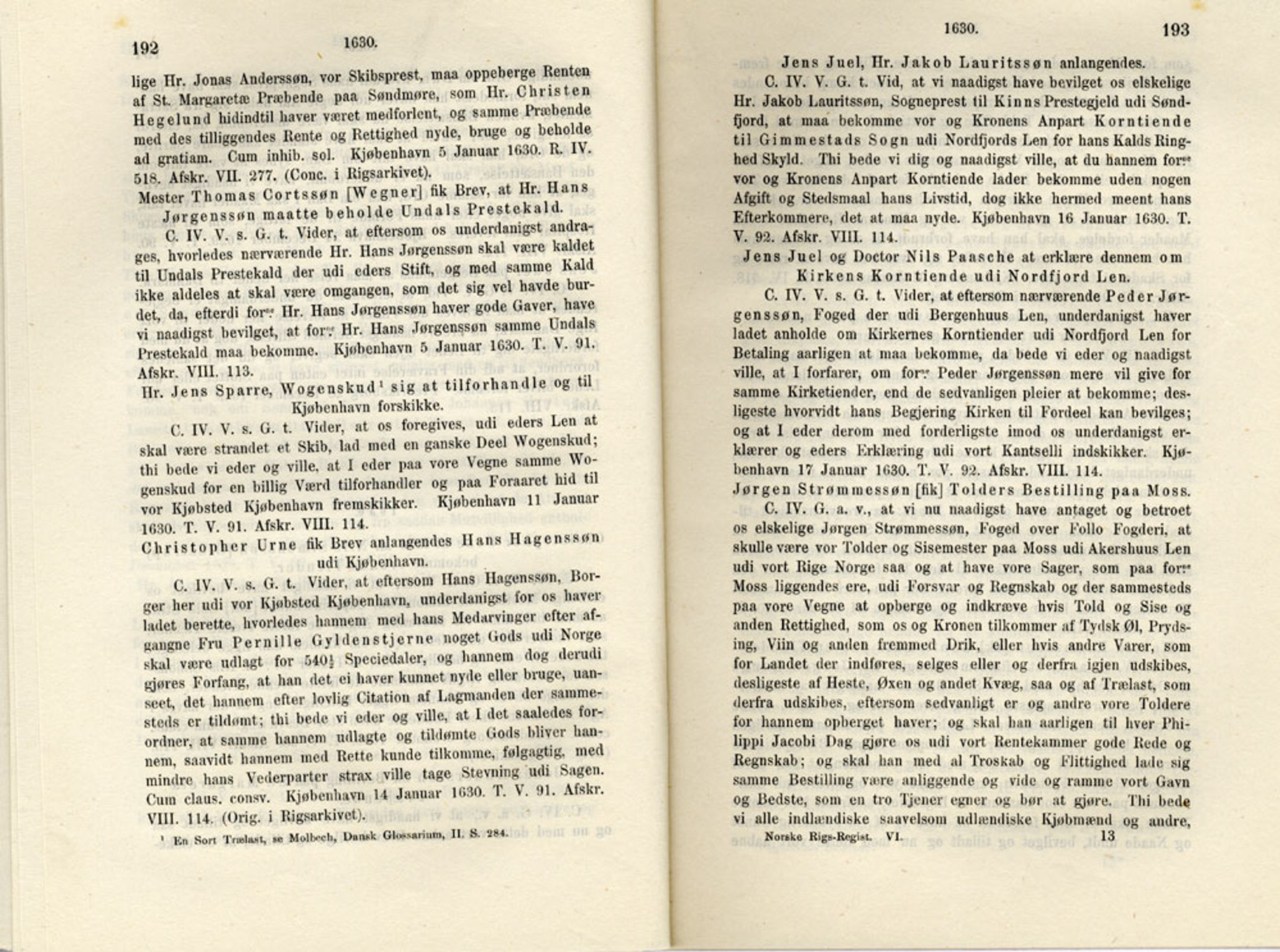 Publikasjoner utgitt av Det Norske Historiske Kildeskriftfond, PUBL/-/-/-: Norske Rigs-Registranter, bind 6, 1628-1634, s. 192-193