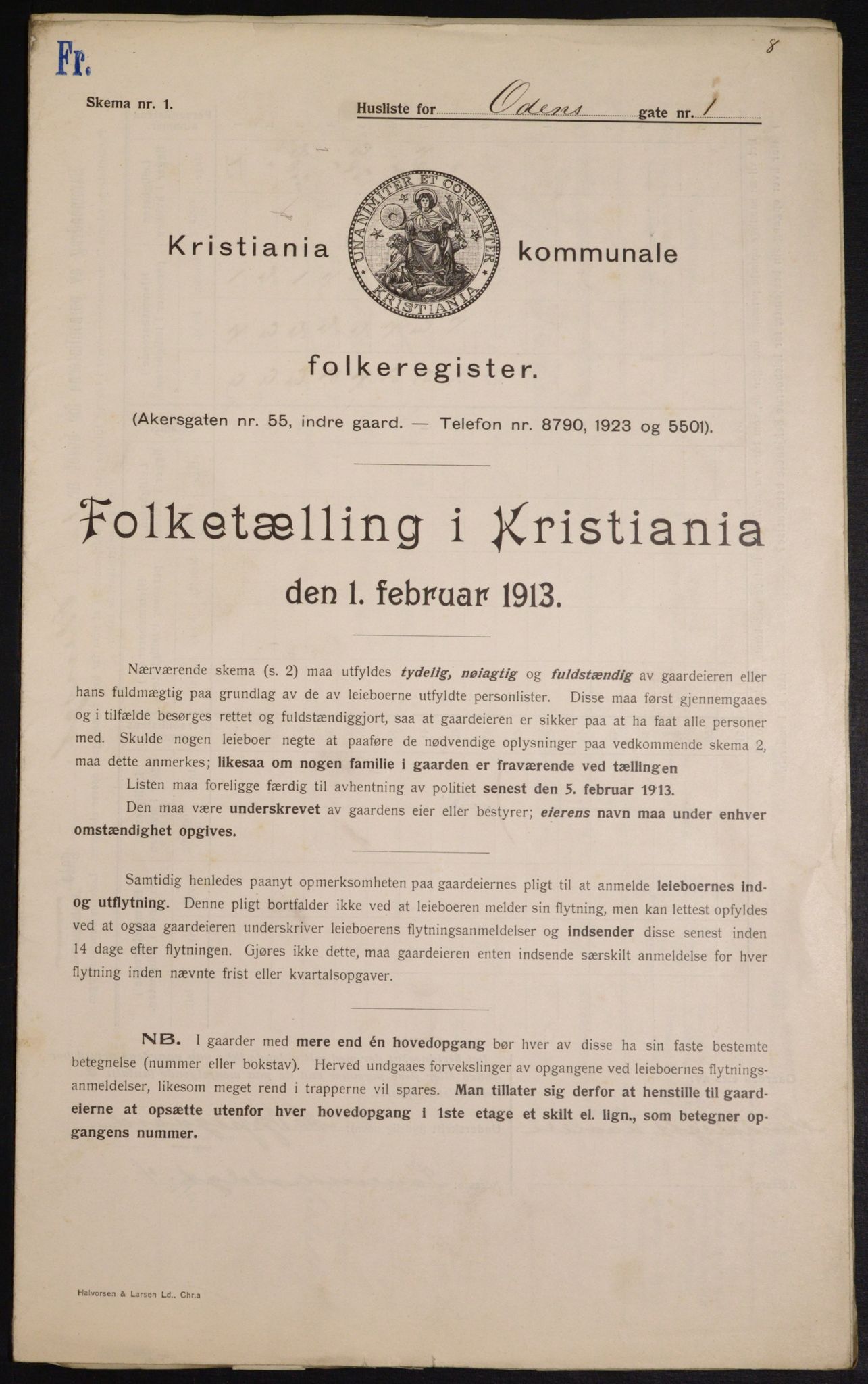OBA, Kommunal folketelling 1.2.1913 for Kristiania, 1913, s. 74579