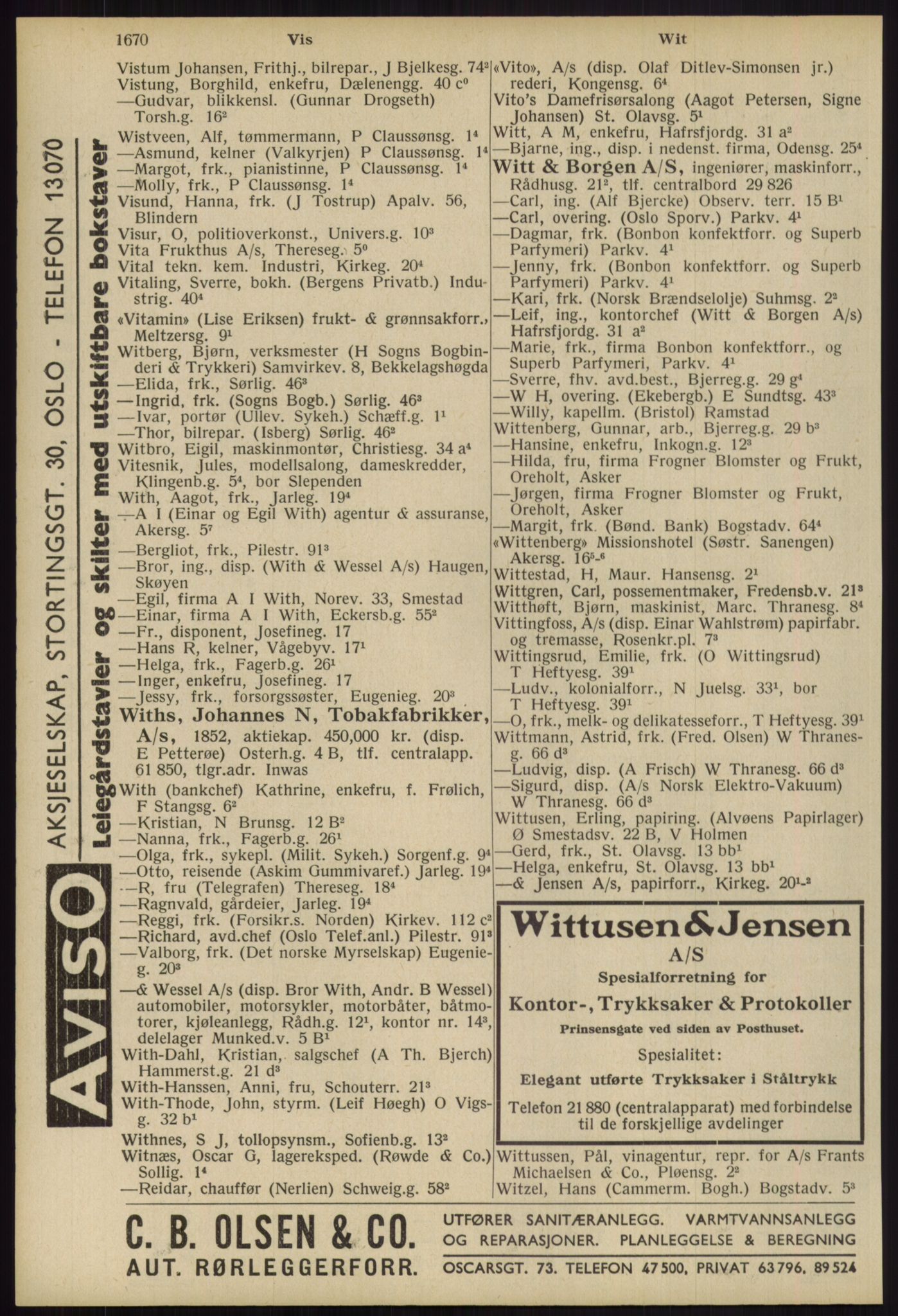 Kristiania/Oslo adressebok, PUBL/-, 1939, s. 1670