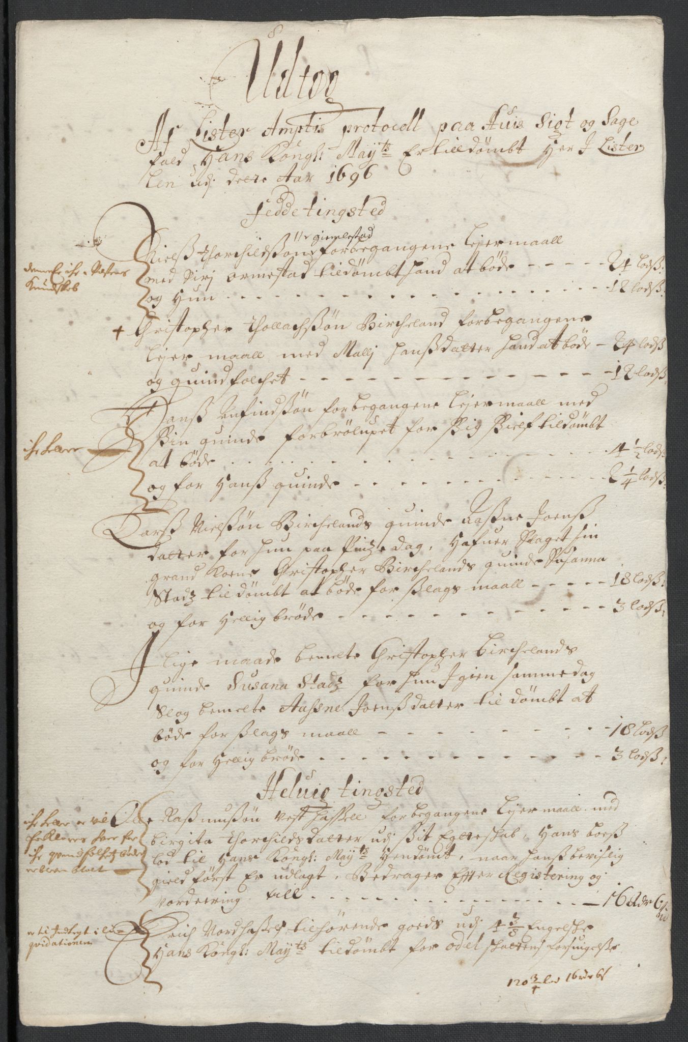 Rentekammeret inntil 1814, Reviderte regnskaper, Fogderegnskap, RA/EA-4092/R43/L2546: Fogderegnskap Lista og Mandal, 1696-1697, s. 45