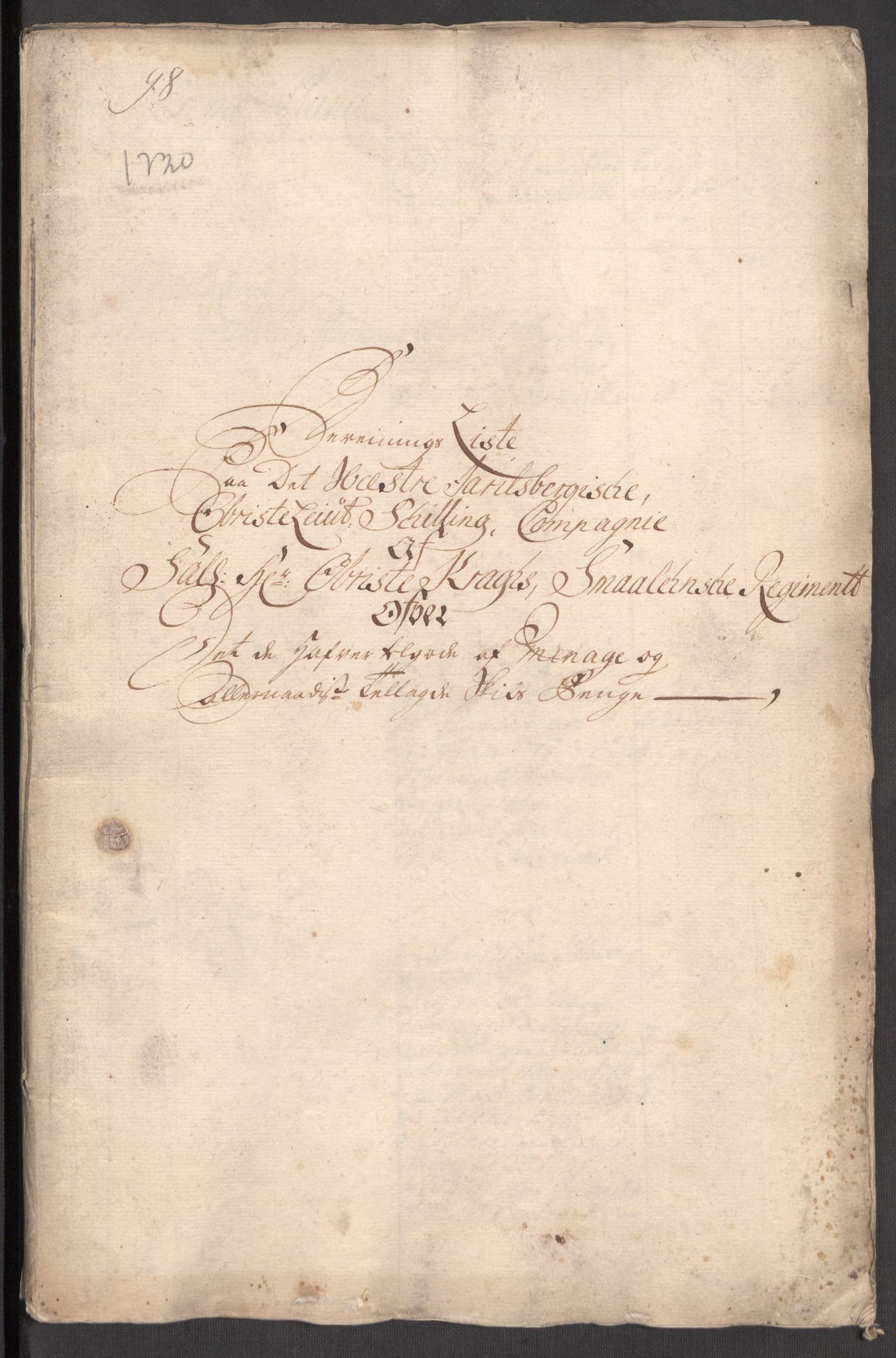 Kommanderende general (KG I) med Det norske krigsdirektorium, AV/RA-EA-5419/E/Eb/L0001: Ruller over noen kompanier som tjenestegjorde på flåten, 1712-1721, s. 381
