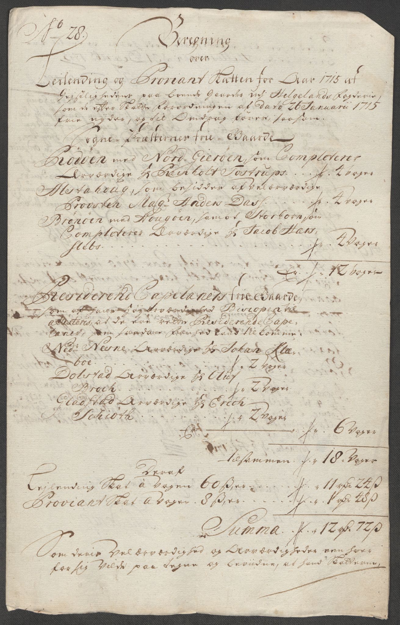 Rentekammeret inntil 1814, Reviderte regnskaper, Fogderegnskap, RA/EA-4092/R65/L4513: Fogderegnskap Helgeland, 1714-1715, s. 632
