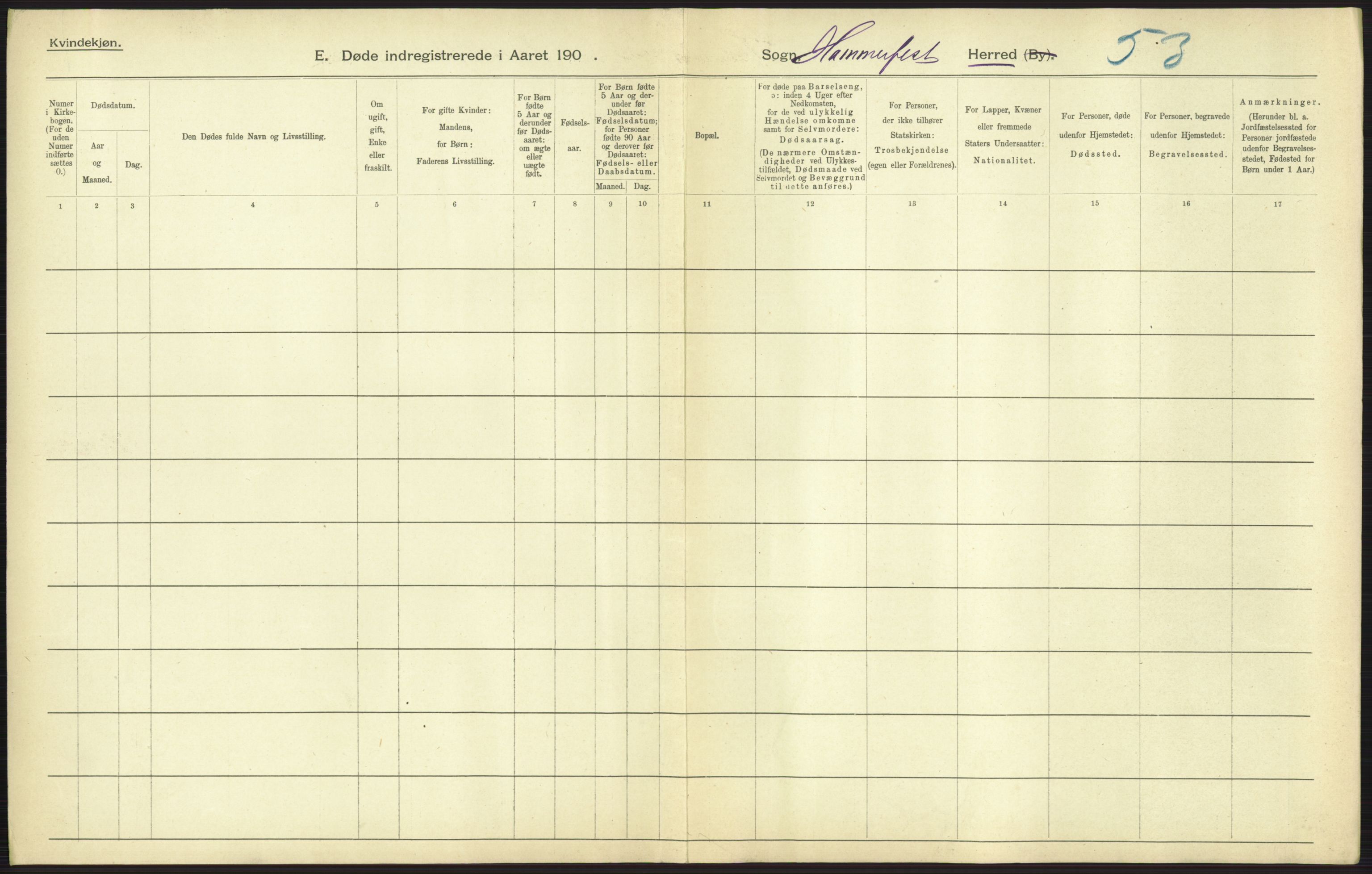 Statistisk sentralbyrå, Sosiodemografiske emner, Befolkning, AV/RA-S-2228/D/Df/Dfa/Dfaa/L0022: Finnmarkens amt: Fødte, gifte, døde., 1903, s. 231