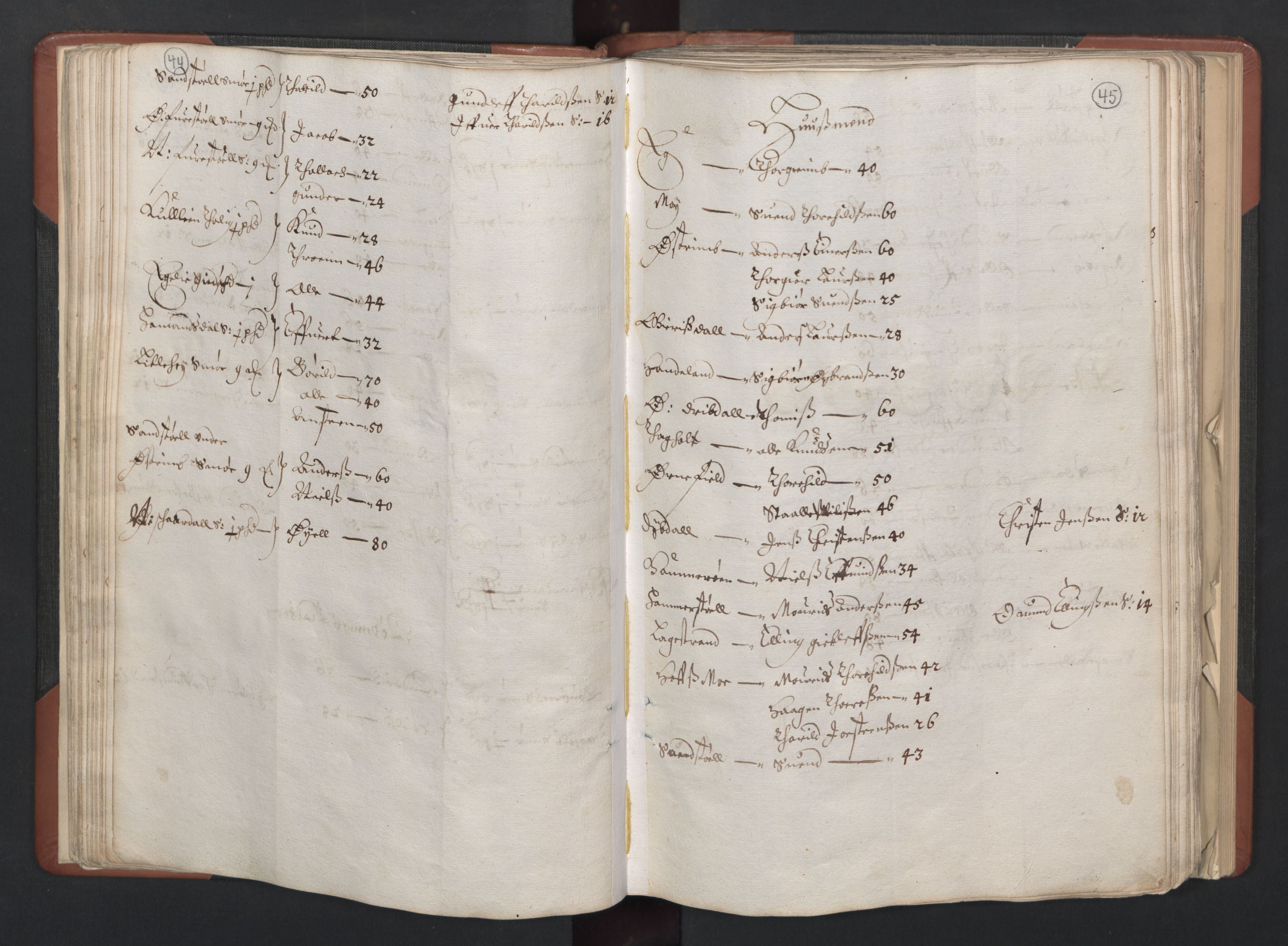 RA, Fogdenes og sorenskrivernes manntall 1664-1666, nr. 11: Jæren og Dalane fogderi, 1664, s. 44-45