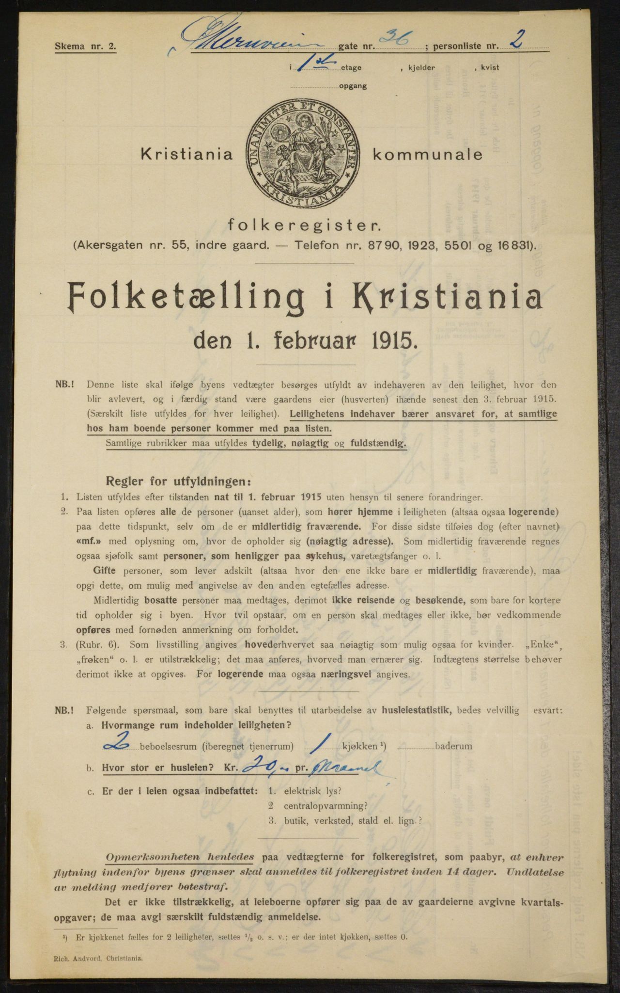 OBA, Kommunal folketelling 1.2.1915 for Kristiania, 1915, s. 129486