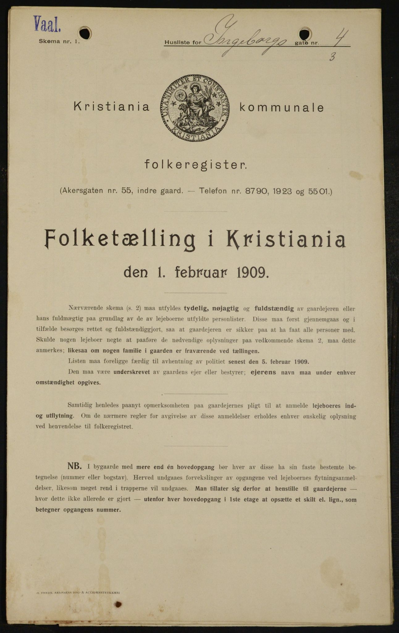 OBA, Kommunal folketelling 1.2.1909 for Kristiania kjøpstad, 1909, s. 39970