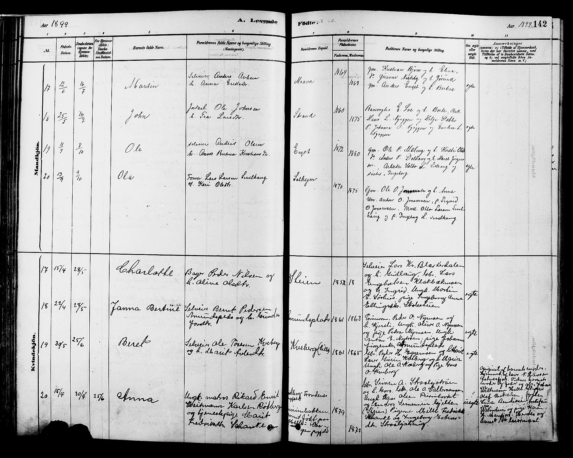 Alvdal prestekontor, AV/SAH-PREST-060/H/Ha/Hab/L0003: Klokkerbok nr. 3, 1878-1907, s. 142