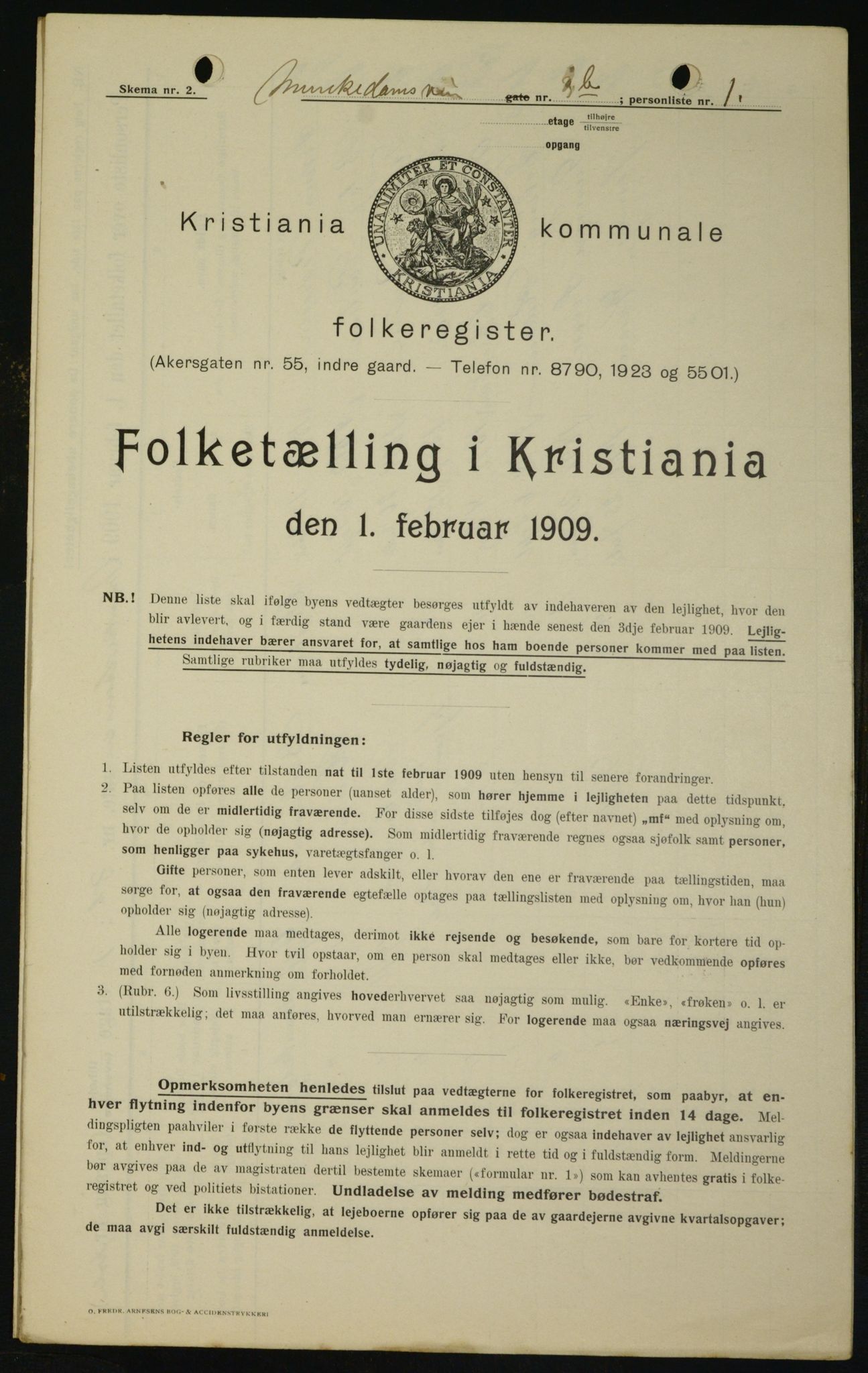 OBA, Kommunal folketelling 1.2.1909 for Kristiania kjøpstad, 1909, s. 60408