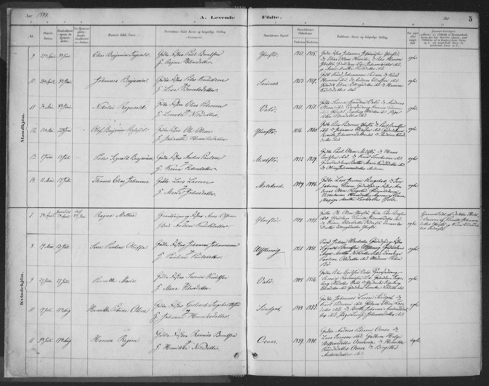 Ministerialprotokoller, klokkerbøker og fødselsregistre - Møre og Romsdal, SAT/A-1454/509/L0106: Ministerialbok nr. 509A04, 1883-1922, s. 5