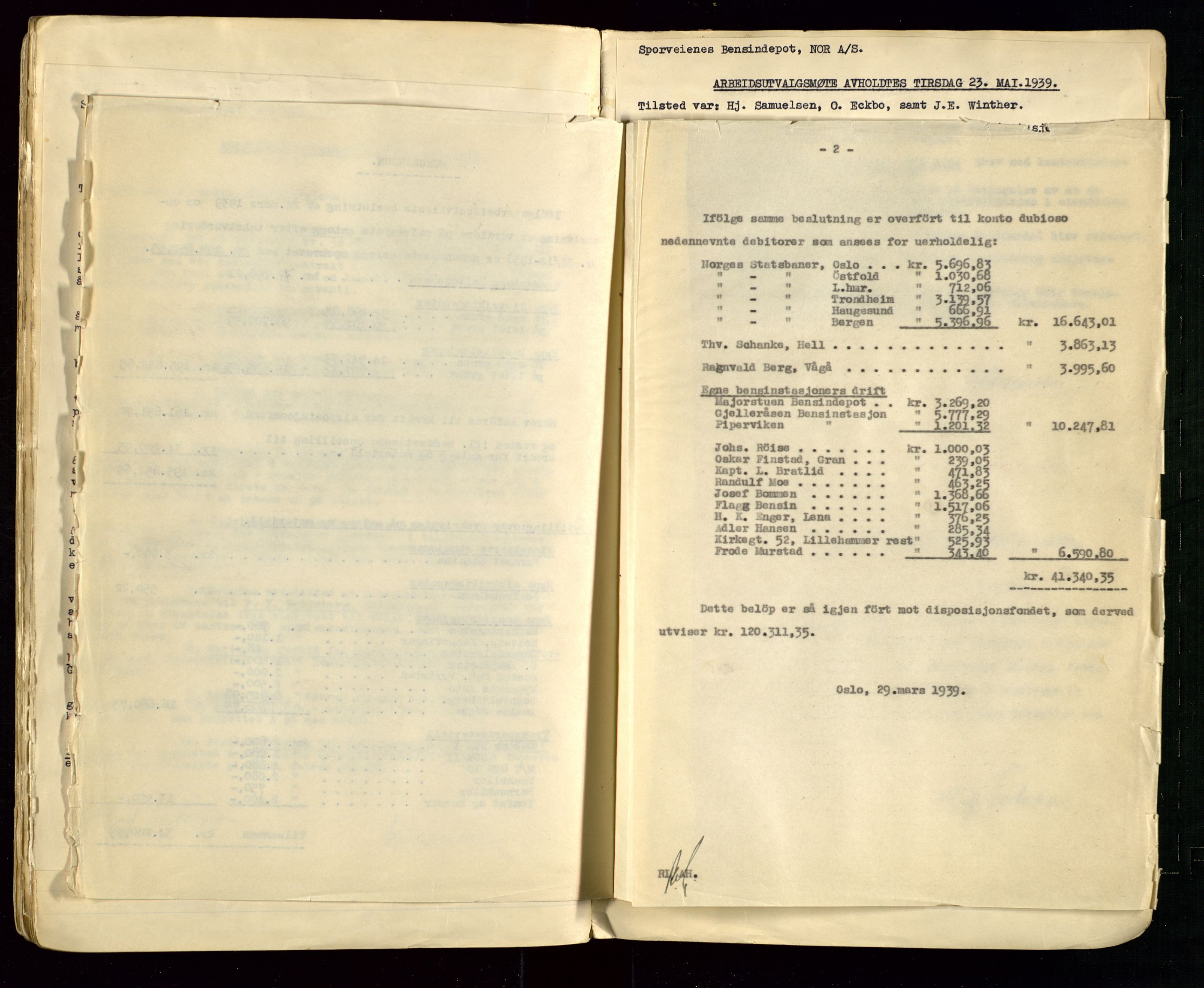 Pa 1514 - Sporveienes Bensindepot, Norsk Oljeraffineri A/S, SAST/A-101919/A/L0002: Forhandlingsprotokoll Arbeidsutvaget, 1932-1946, s. 83