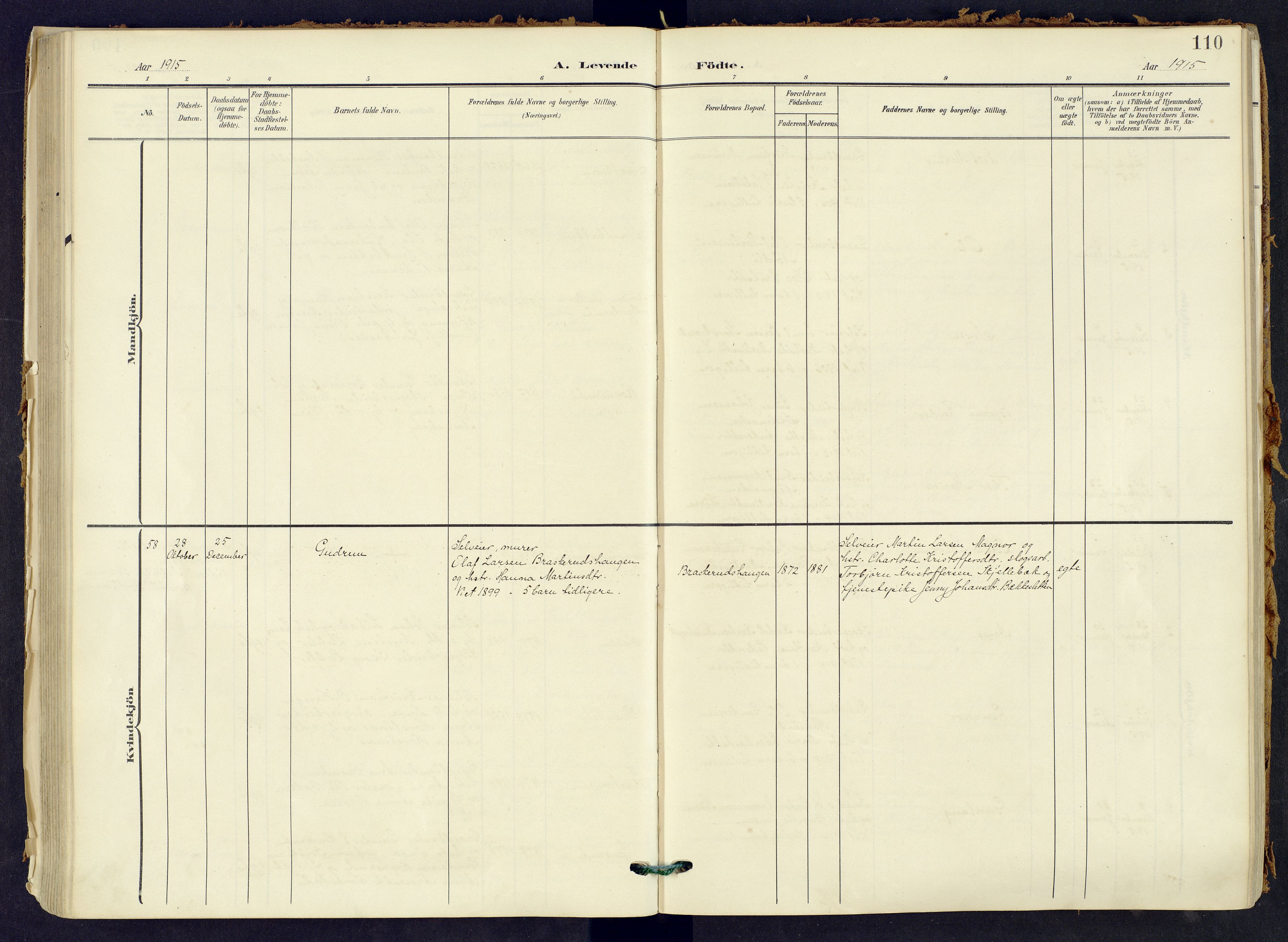 Våler prestekontor, Hedmark, SAH/PREST-040/H/Ha/Haa/L0008: Ministerialbok nr. 8, 1905-1921, s. 110