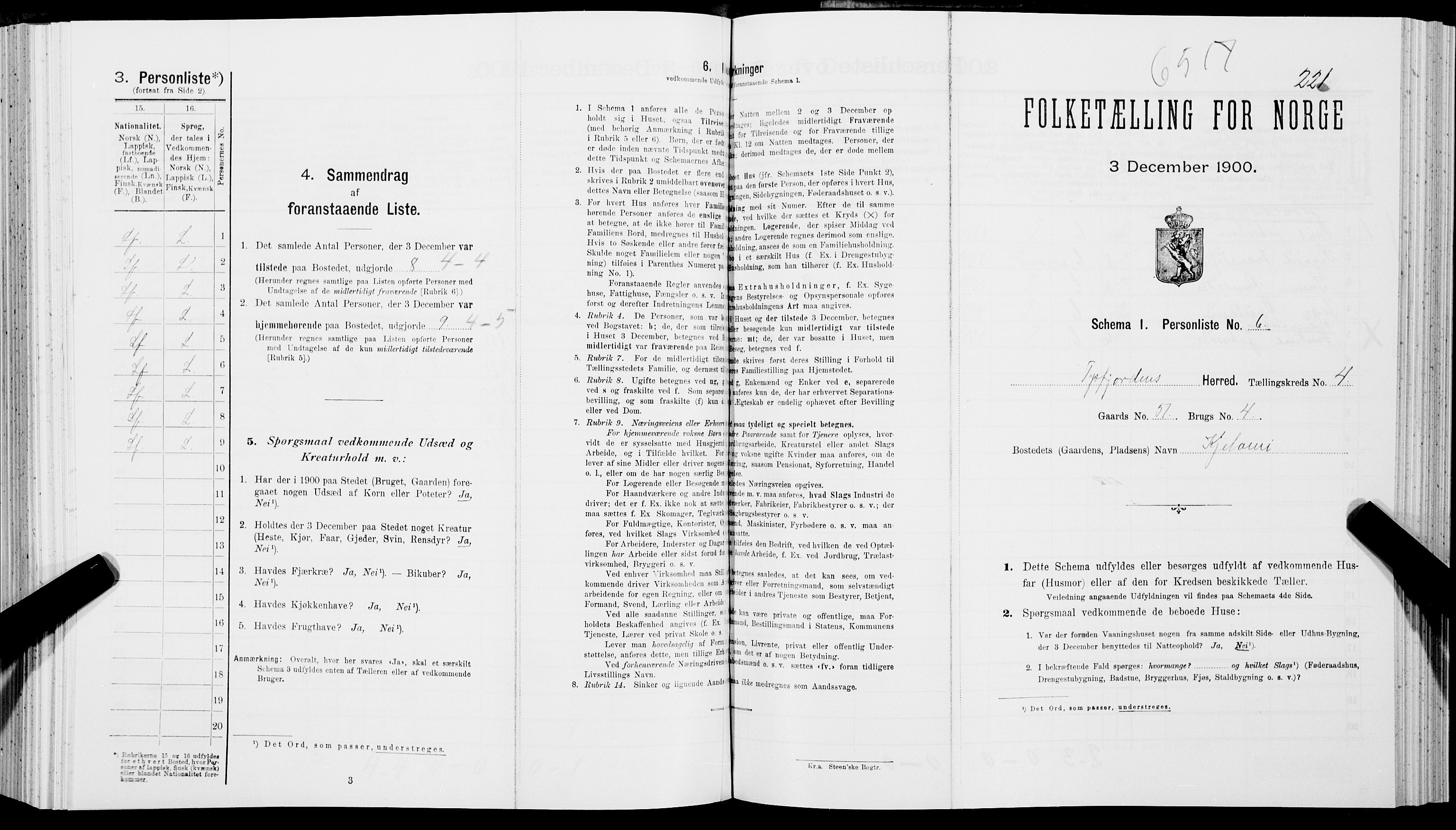 SAT, Folketelling 1900 for 1850 Tysfjord herred, 1900, s. 517