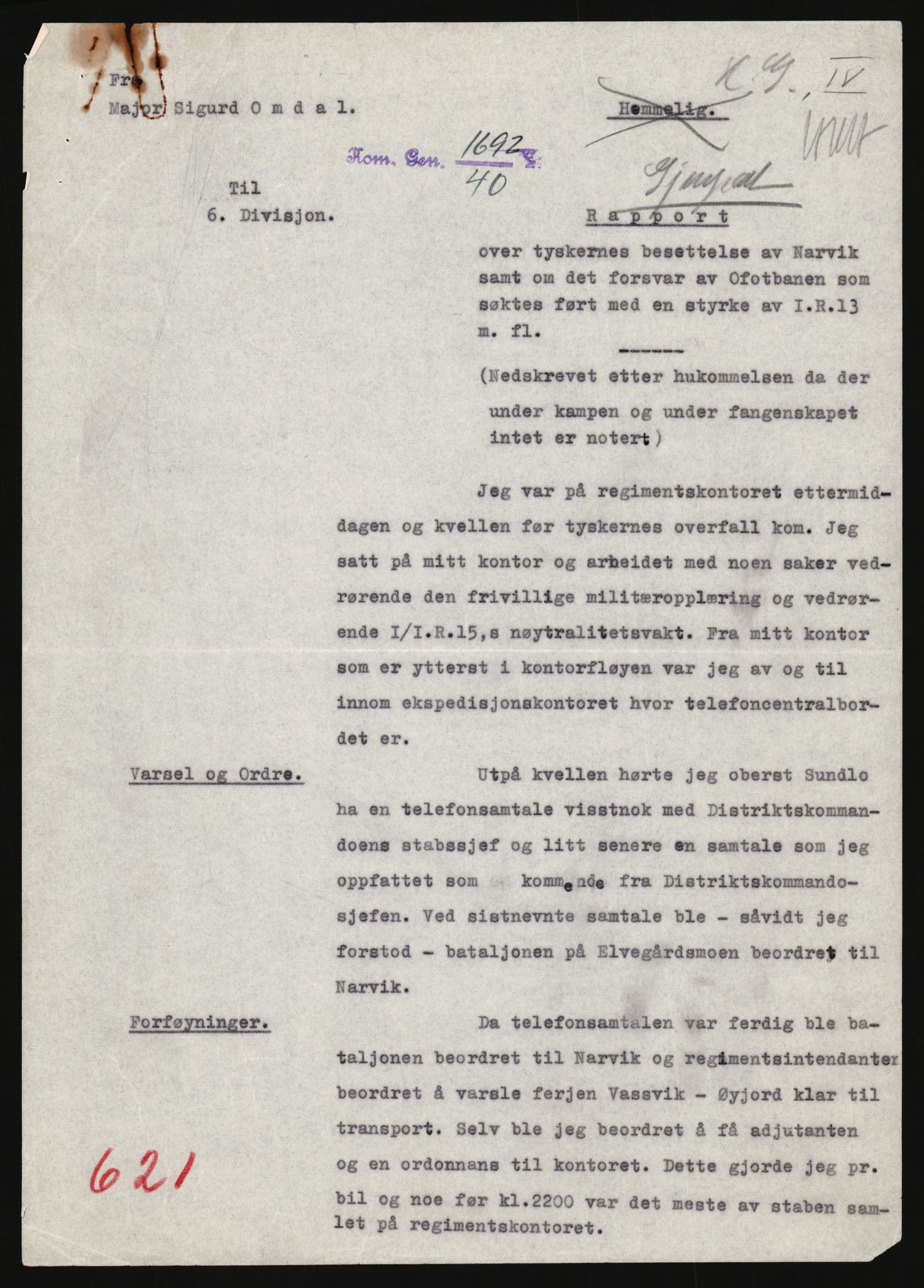 Forsvaret, Forsvarets krigshistoriske avdeling, AV/RA-RAFA-2017/Y/Yb/L0146: II-C-11-621  -  6. Divisjon, 1939-1940, s. 506