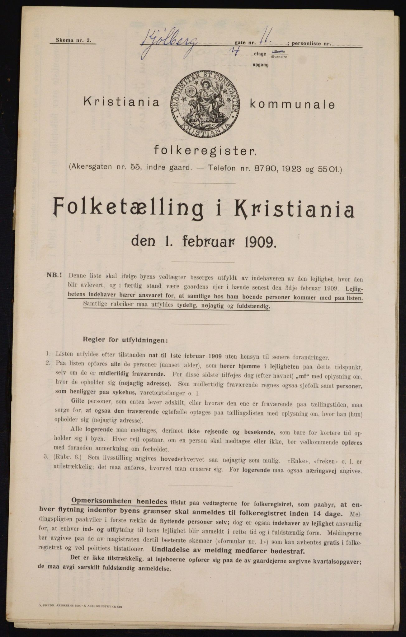 OBA, Kommunal folketelling 1.2.1909 for Kristiania kjøpstad, 1909, s. 47235