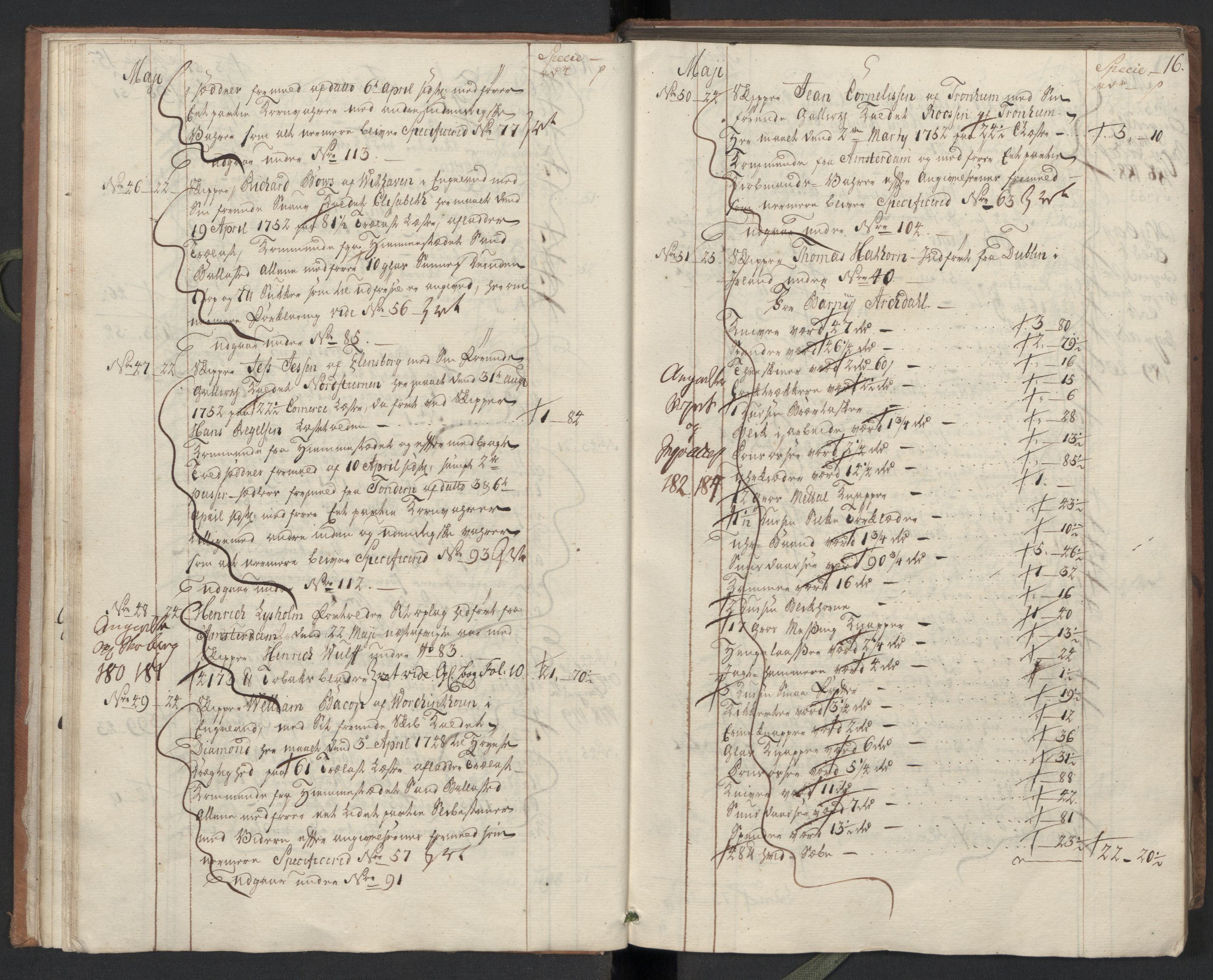 Generaltollkammeret, tollregnskaper, AV/RA-EA-5490/R33/L0047/0001: Tollregnskaper Trondheim A / Inngående hovedtollbok, 1756, s. 15b-16a