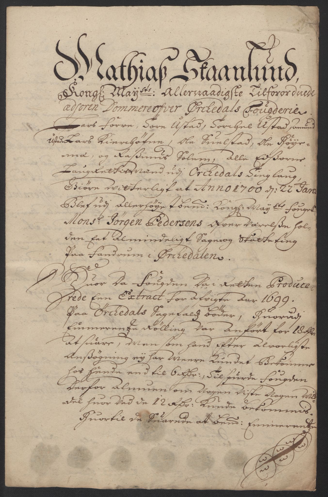 Rentekammeret inntil 1814, Reviderte regnskaper, Fogderegnskap, AV/RA-EA-4092/R60/L3949: Fogderegnskap Orkdal og Gauldal, 1699, s. 217