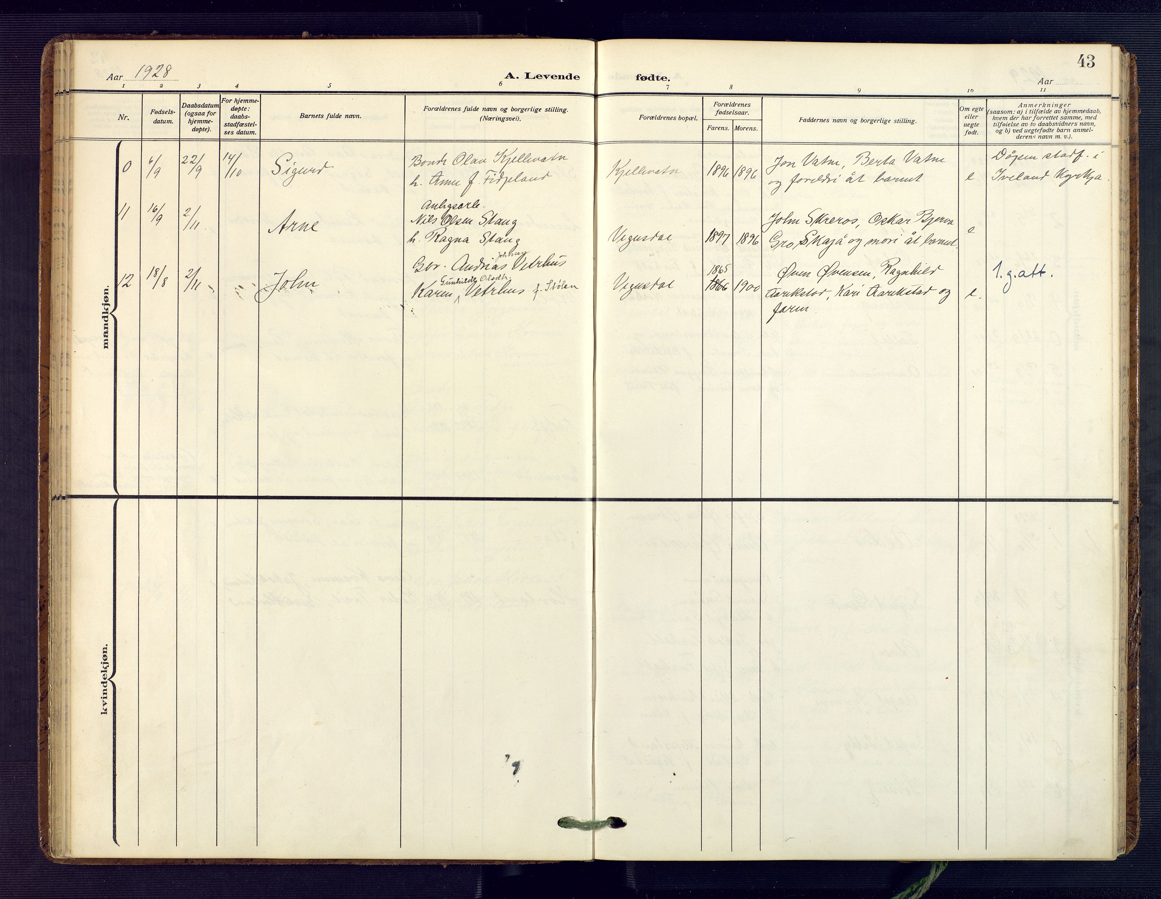 Herefoss sokneprestkontor, SAK/1111-0019/F/Fa/Fab/L0005: Ministerialbok nr. A 5, 1910-1932, s. 43