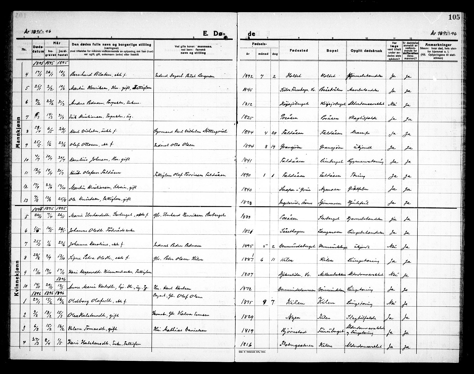 Åsnes prestekontor, AV/SAH-PREST-042/H/Ha/Haa/L0000E: Ministerialbok nr. 0C, 1890-1929, s. 105