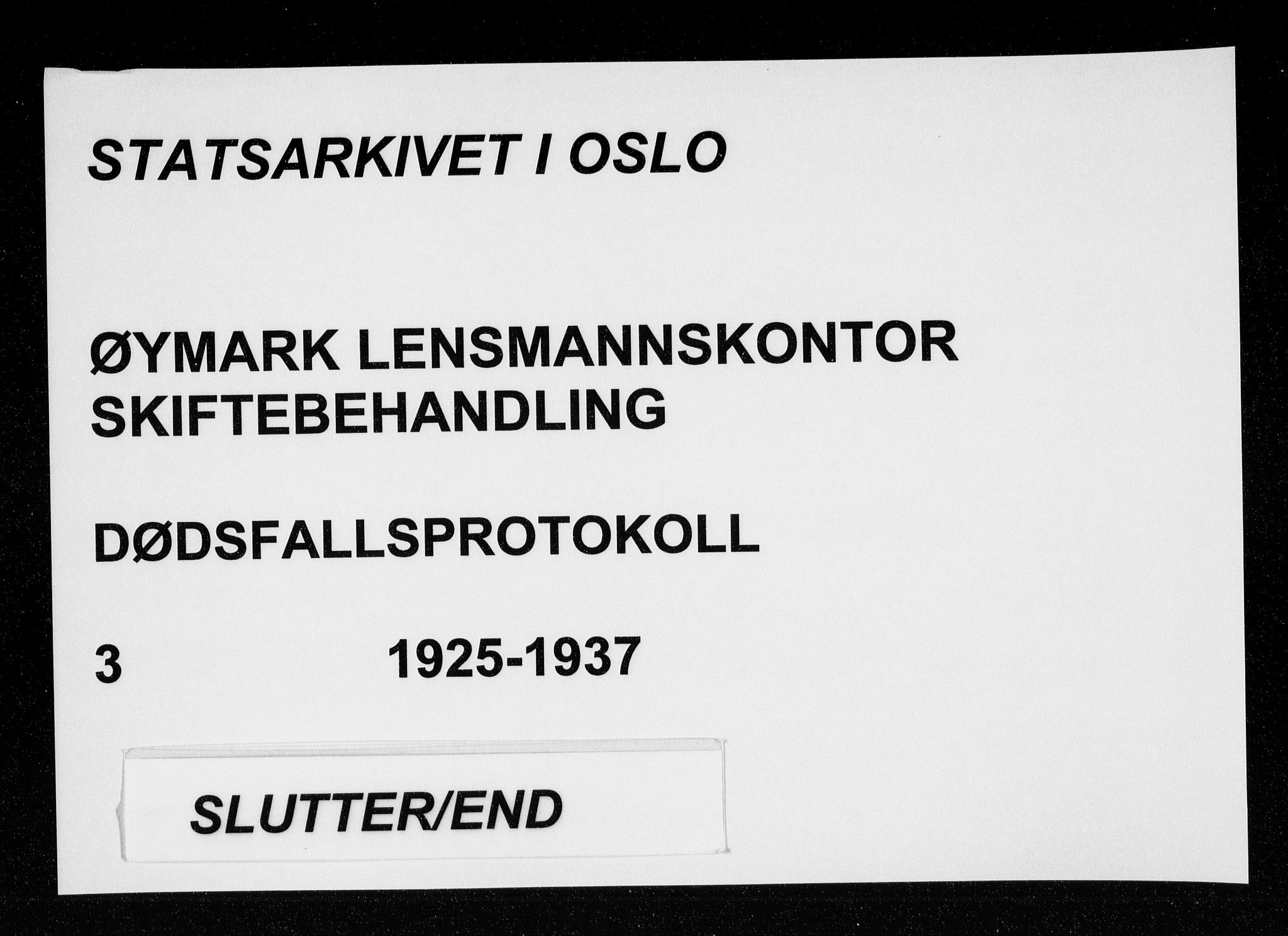 Øymark lensmannskontor, AV/SAO-A-10636/H/Ha/L0003: Dødsfallsprotokoll, 1925-1937