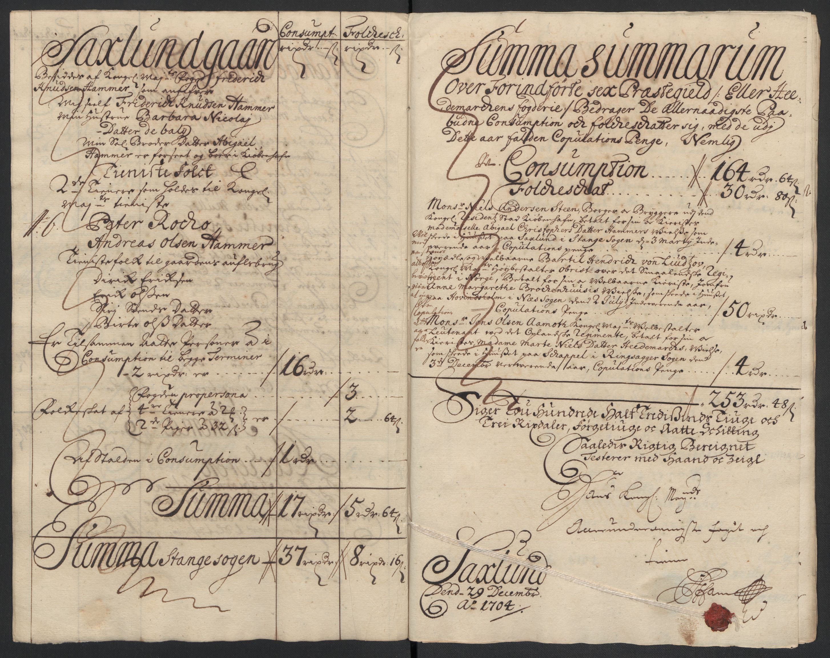 Rentekammeret inntil 1814, Reviderte regnskaper, Fogderegnskap, AV/RA-EA-4092/R16/L1041: Fogderegnskap Hedmark, 1703-1704, s. 306