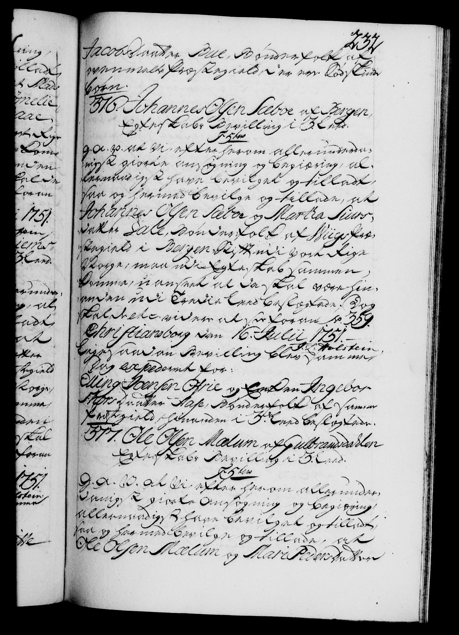 Danske Kanselli 1572-1799, RA/EA-3023/F/Fc/Fca/Fcaa/L0037: Norske registre, 1751-1752, s. 232a