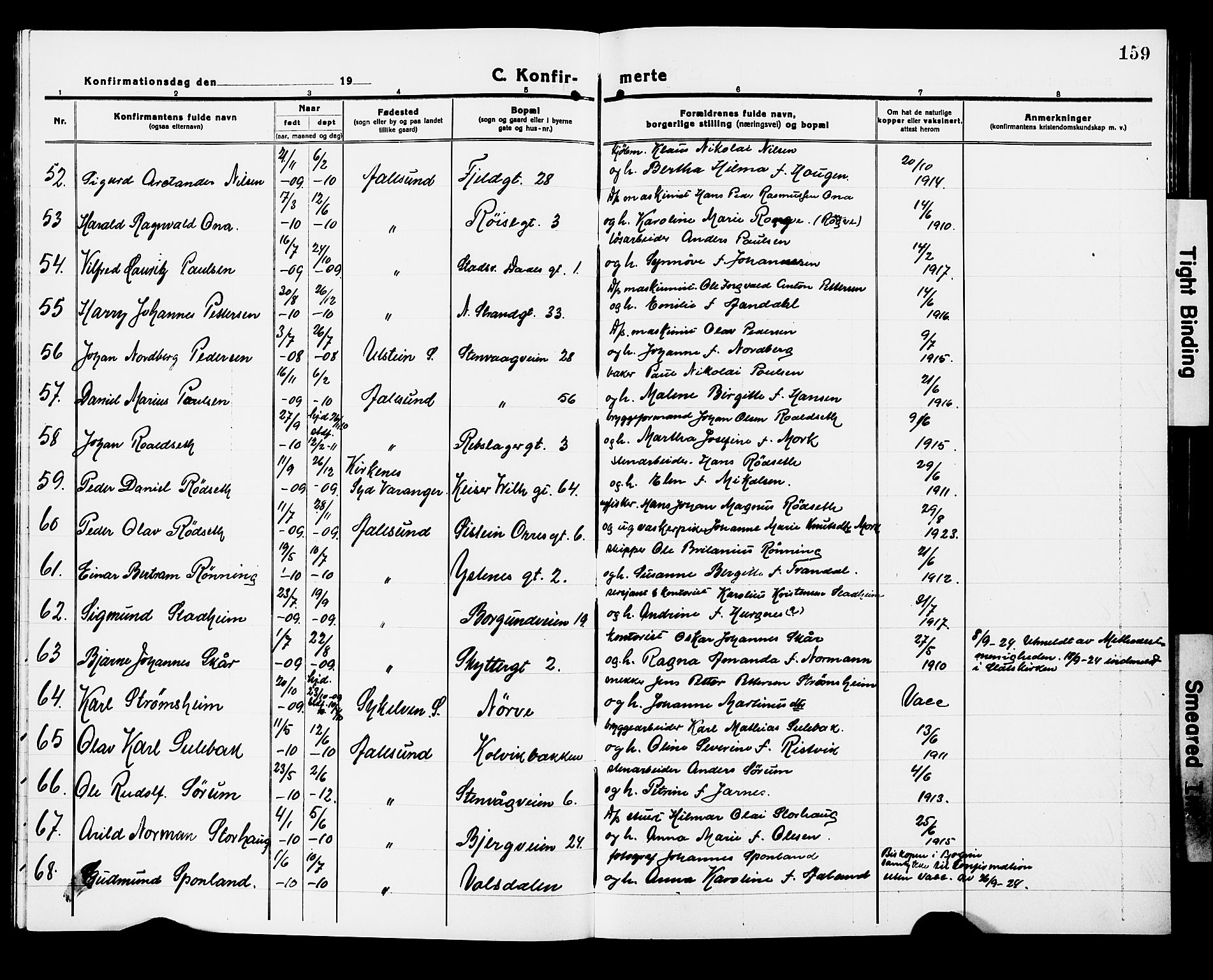 Ministerialprotokoller, klokkerbøker og fødselsregistre - Møre og Romsdal, AV/SAT-A-1454/529/L0472: Klokkerbok nr. 529C09, 1917-1929, s. 159