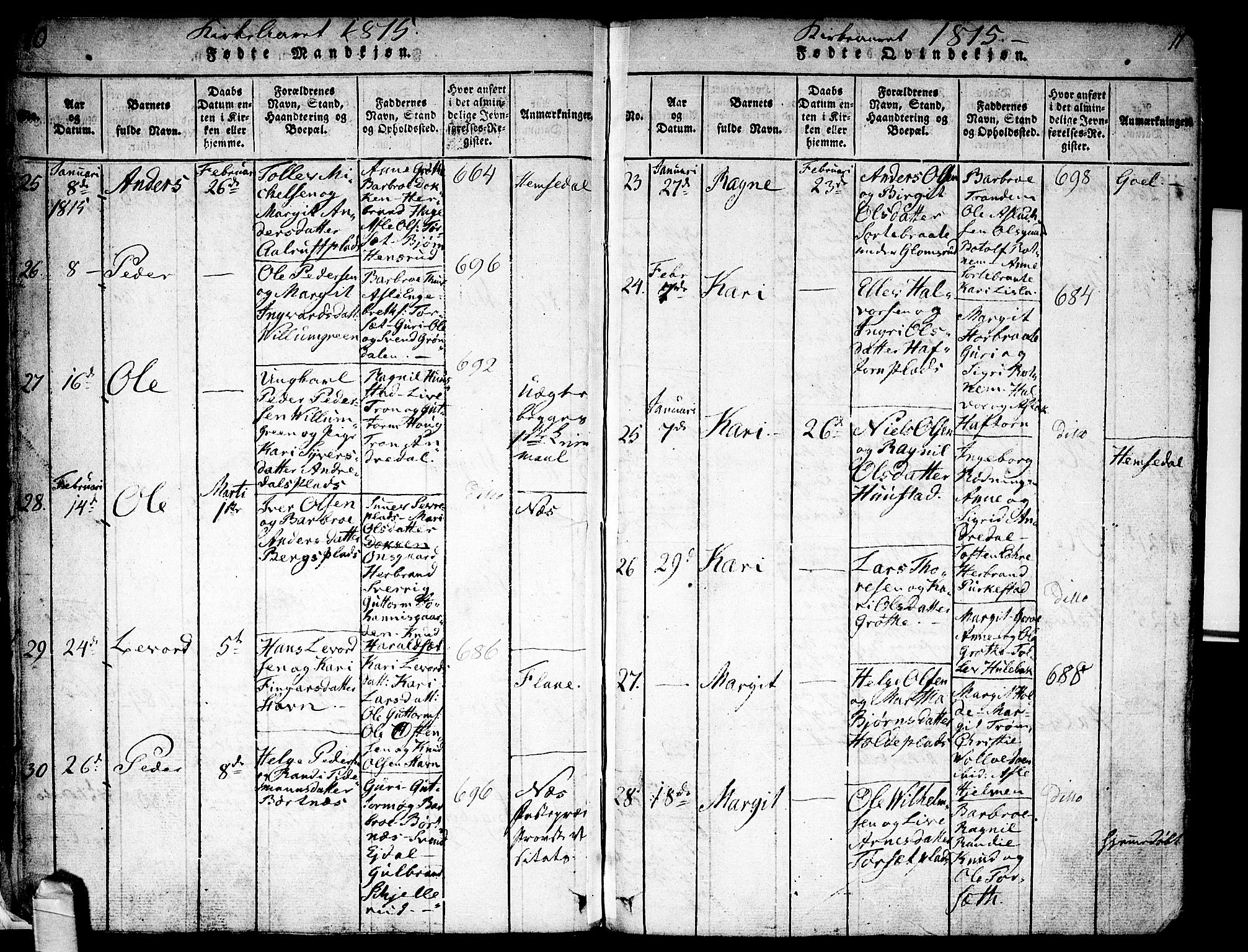 Nes kirkebøker, SAKO/A-236/F/Fa/L0007: Ministerialbok nr. 7, 1815-1823, s. 10-11
