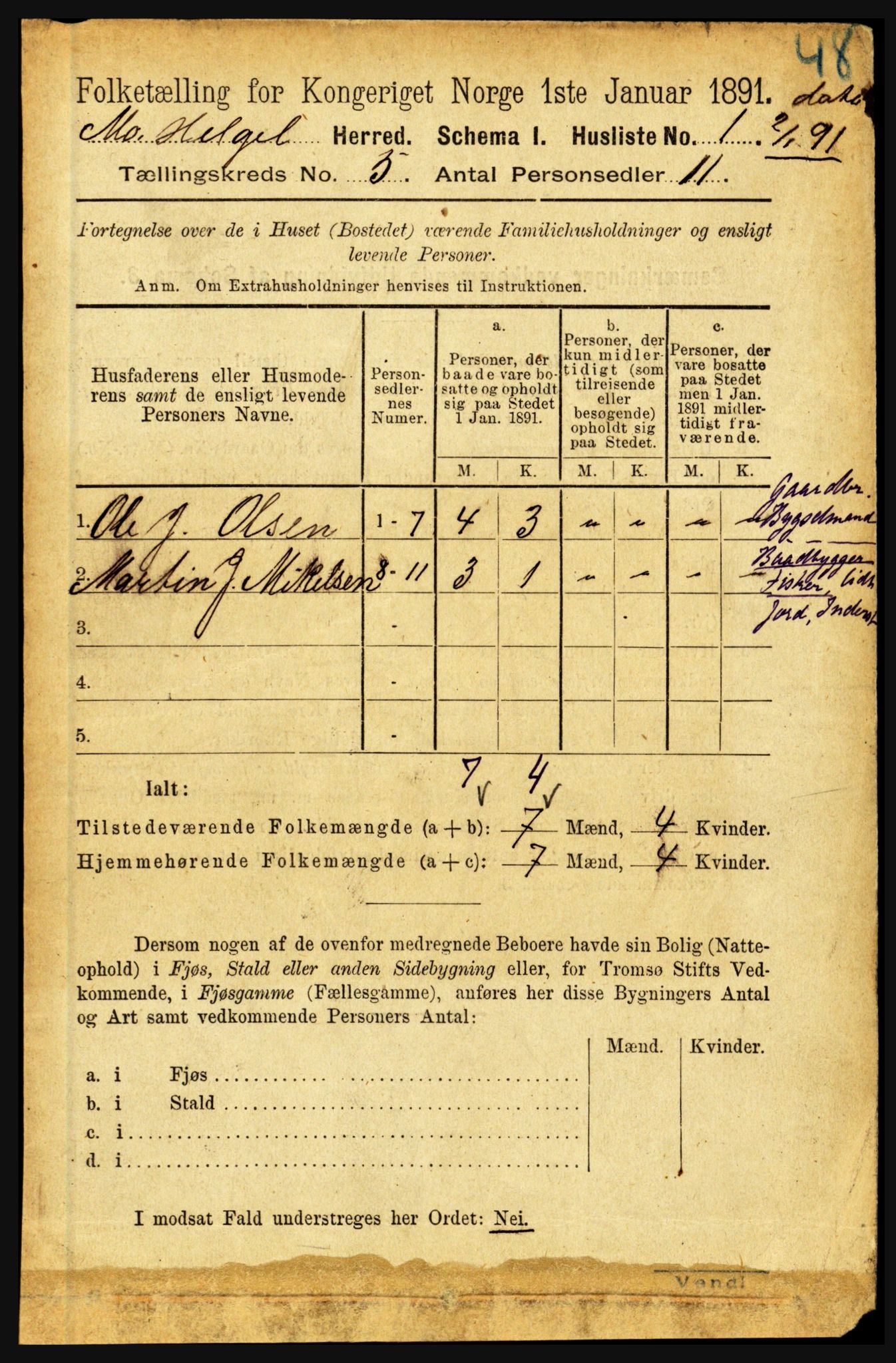 RA, Folketelling 1891 for 1833 Mo herred, 1891, s. 1874