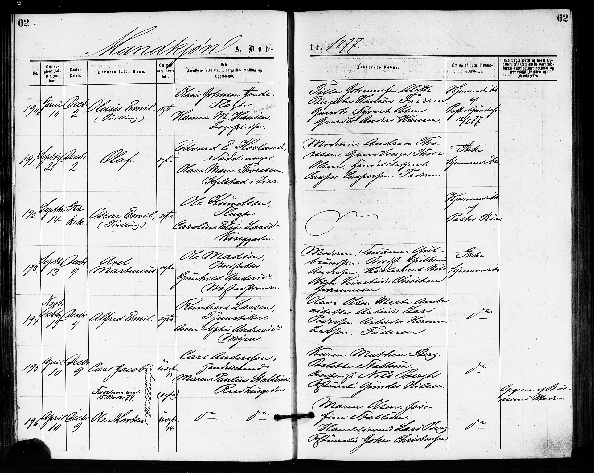 Bragernes kirkebøker, AV/SAKO-A-6/F/Fb/L0005: Ministerialbok nr. II 5, 1875-1877, s. 62