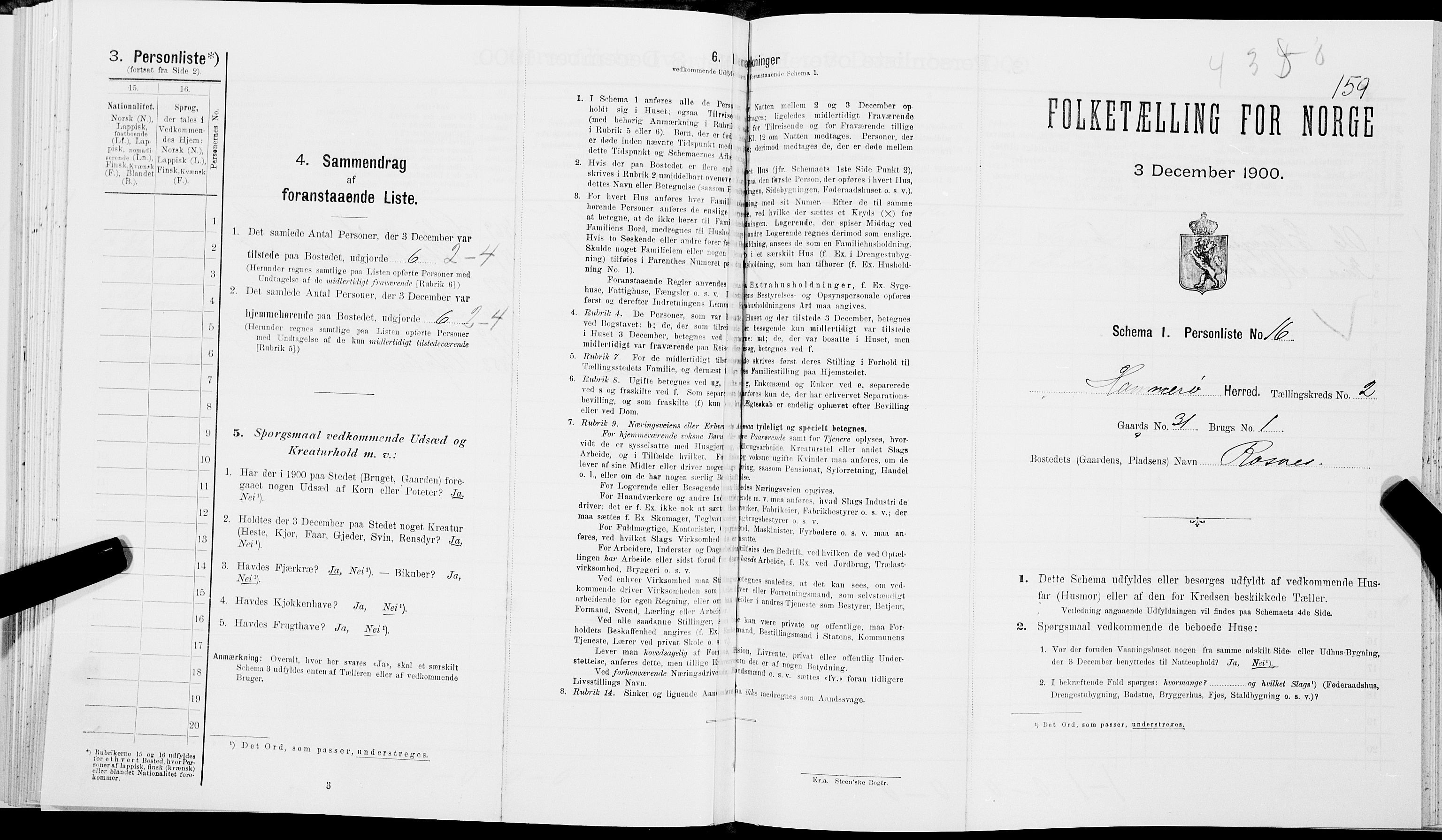 SAT, Folketelling 1900 for 1849 Hamarøy herred, 1900, s. 176