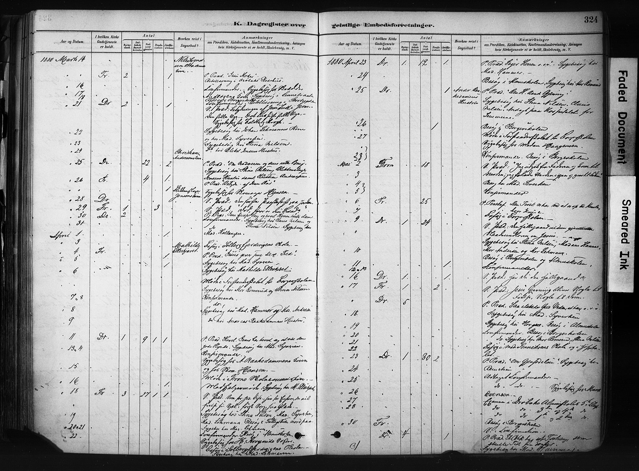 Drøbak prestekontor Kirkebøker, AV/SAO-A-10142a/F/Fb/L0001: Ministerialbok nr. II 1, 1878-1891, s. 324